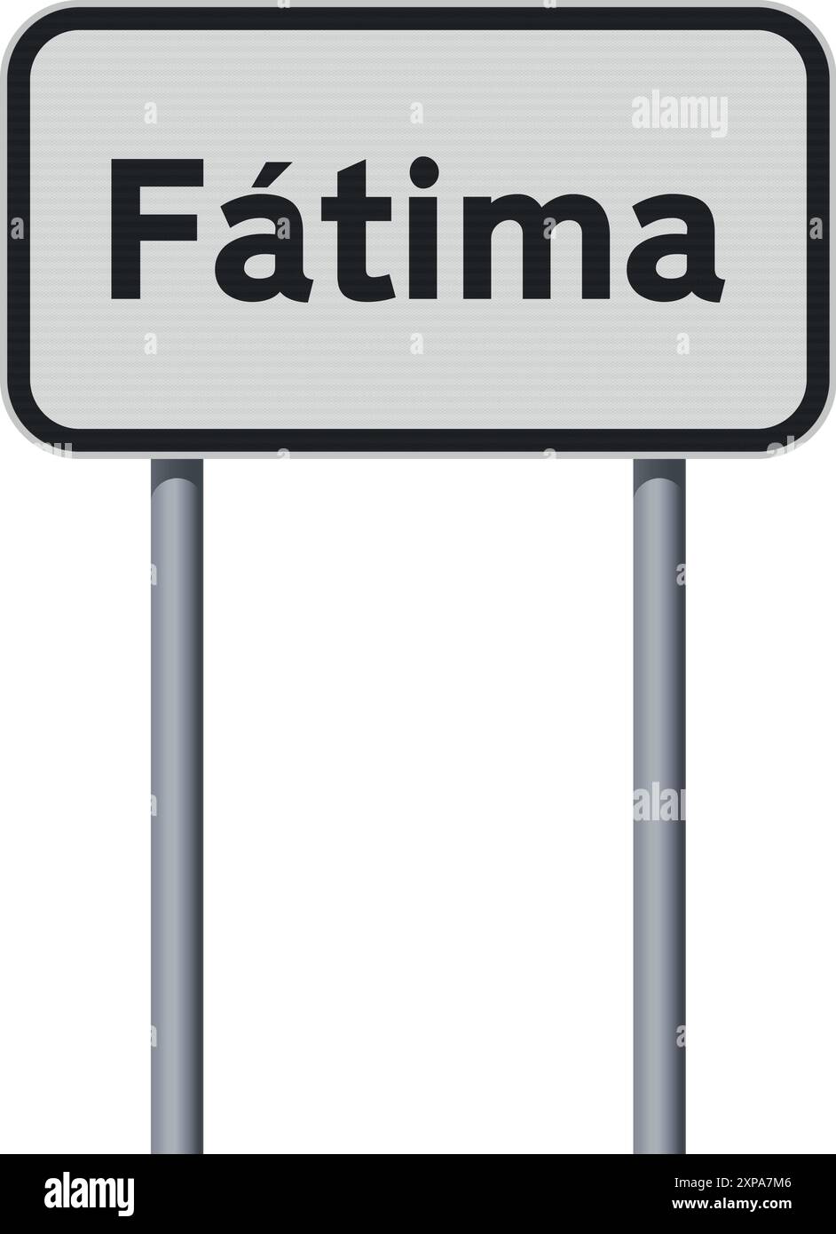 Illustration vectorielle du panneau routier d'entrée de la ville de Fatima (Portugal) sur des poteaux métalliques Illustration de Vecteur