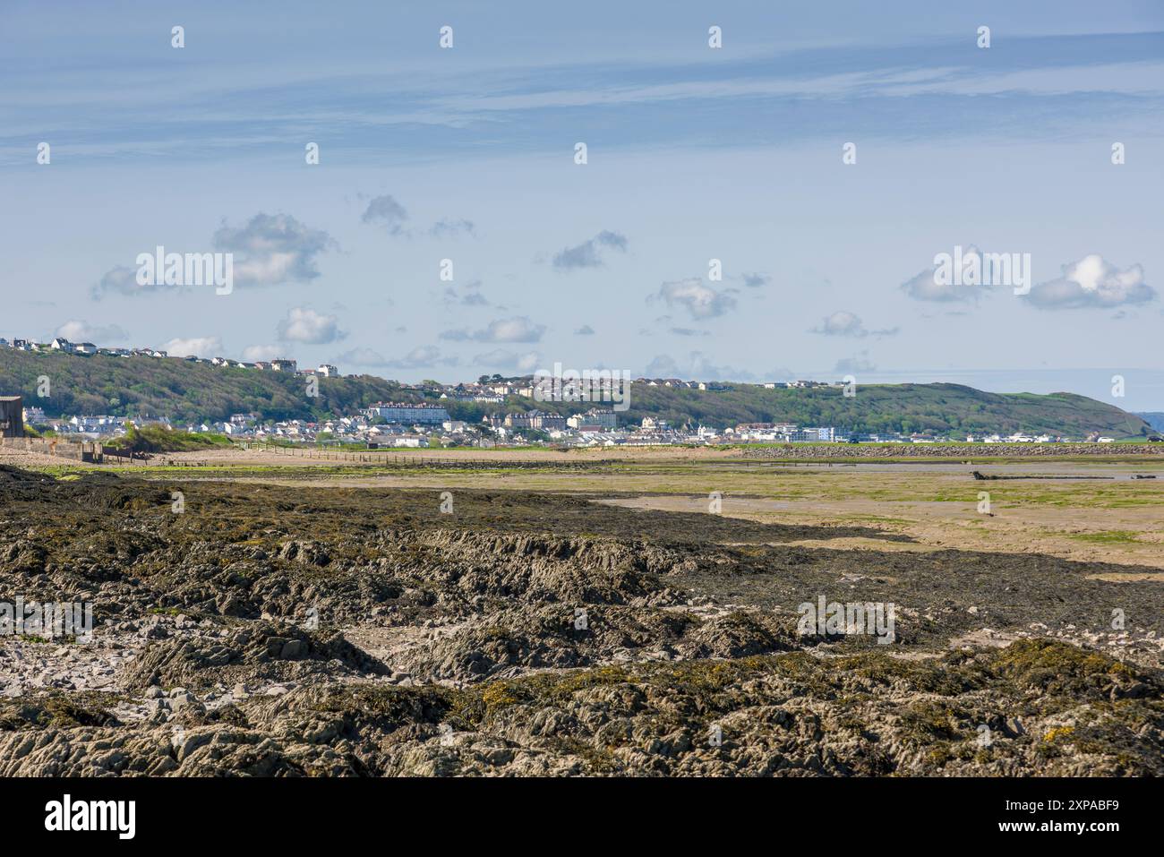 Westward Ho ! Vue sur les vasières du Skern à marée basse depuis Appledore, Devon, Angleterre. Banque D'Images