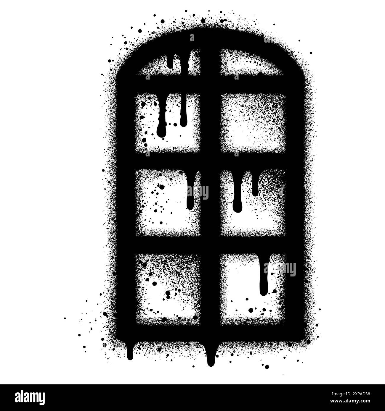 Fenêtre peinte au pistolet Graffiti pulvérisé isolé sur fond blanc. Illustration de Vecteur