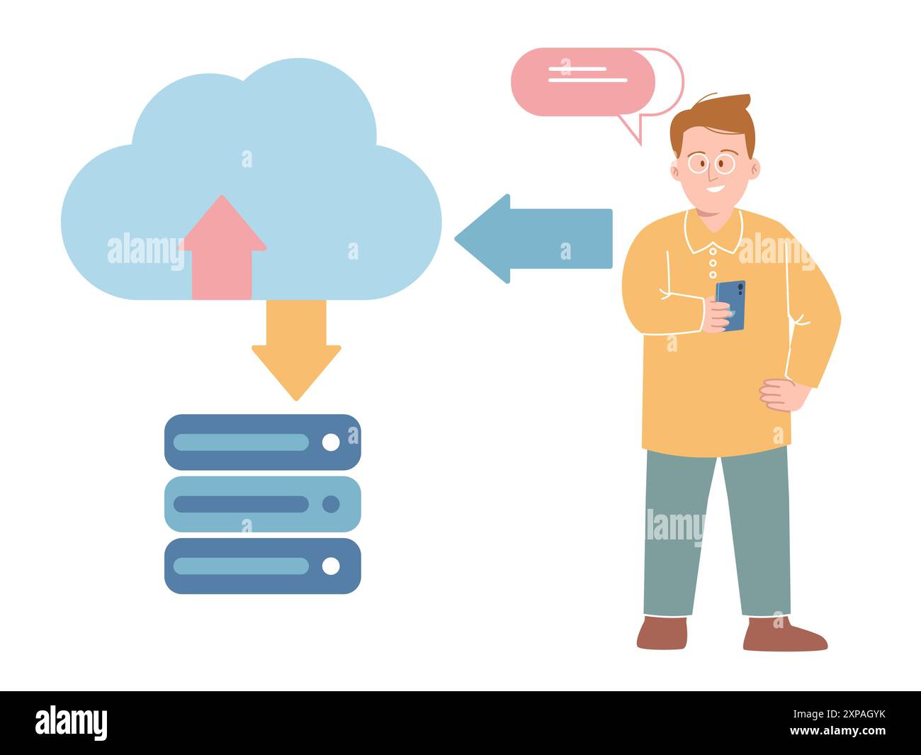 stockage cloud save synchronisation transfer upload upload sync restore transfer database server numérisation du fichier de sauvegarde Illustration de Vecteur