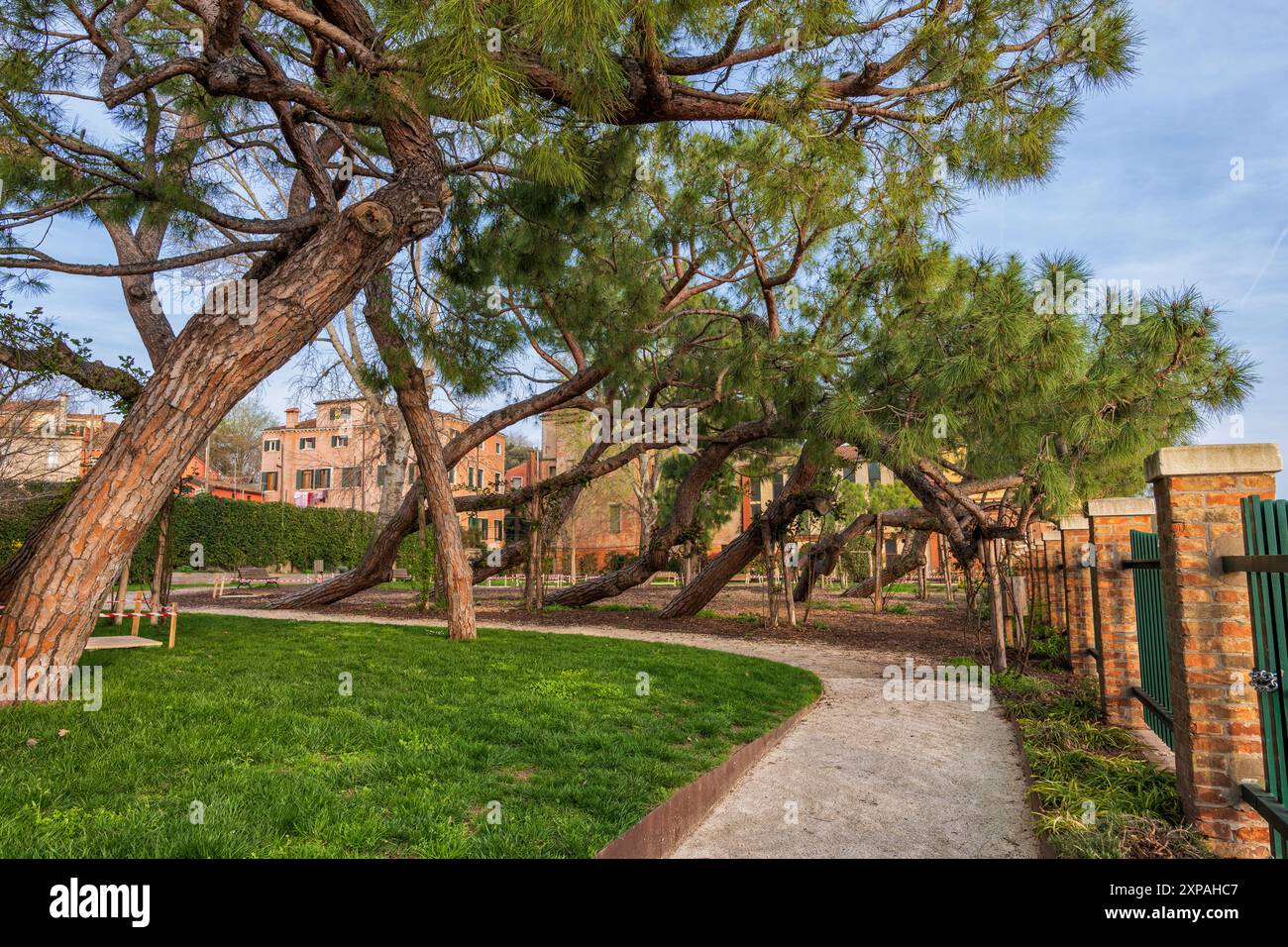 Parco delle Rimembranze - Parc du souvenir dans la ville de Venise, Italie. Garez-vous dans le quartier de Castello sur l’île de Sant’Elena. Banque D'Images