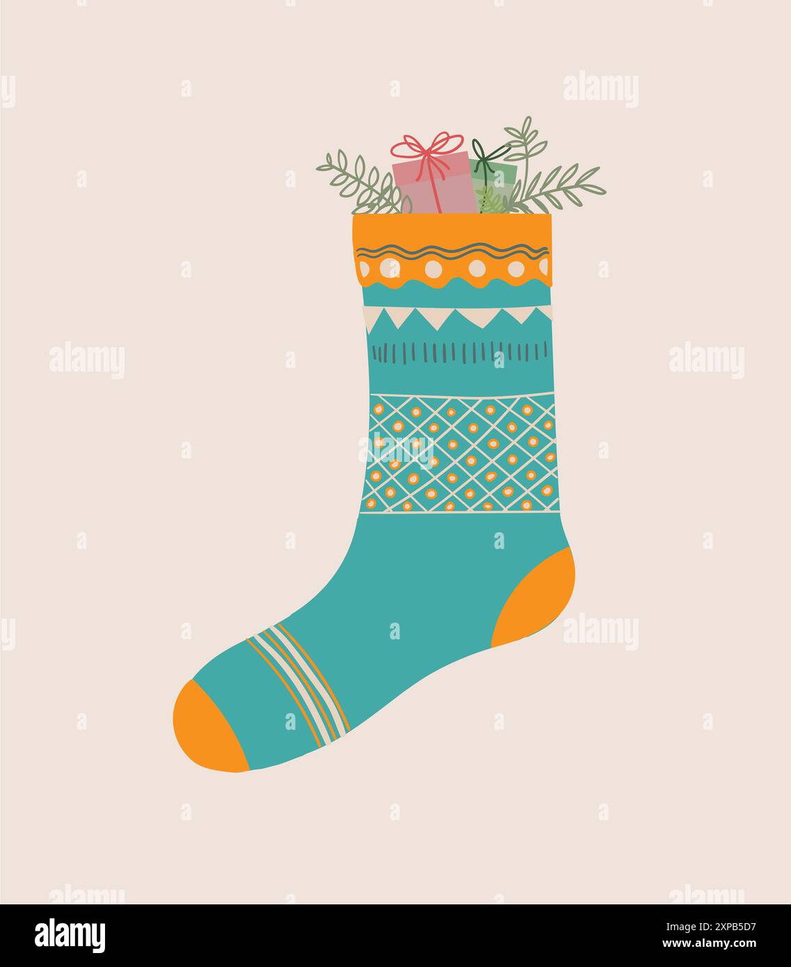 noël de chaussettes avec cadeau. Banque D'Images