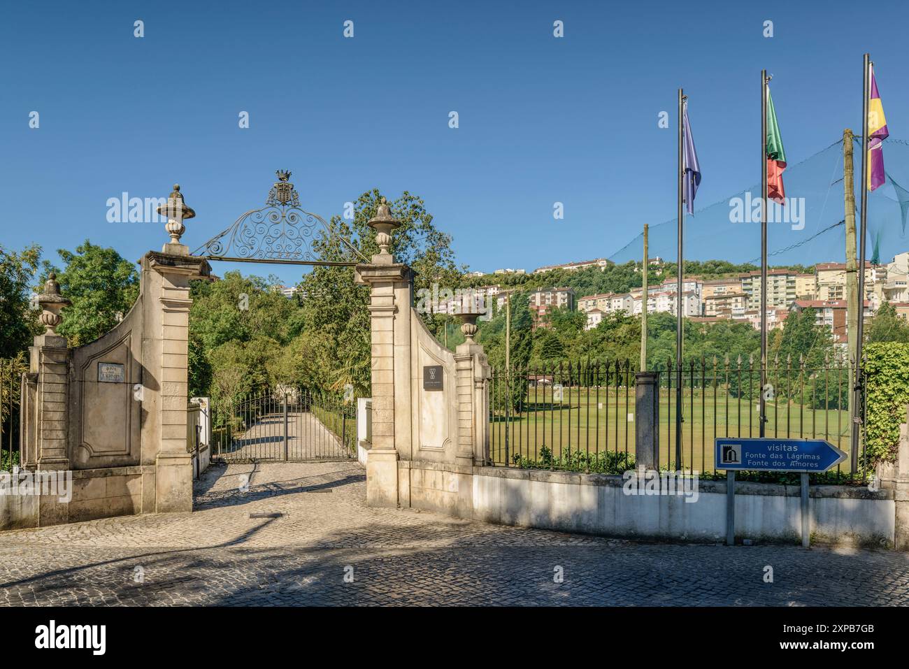 Porte d'entrée de l'hôtel de luxe Quinta das Lagrimas dans la ville portugaise de Coimbra, au Portugal. Banque D'Images