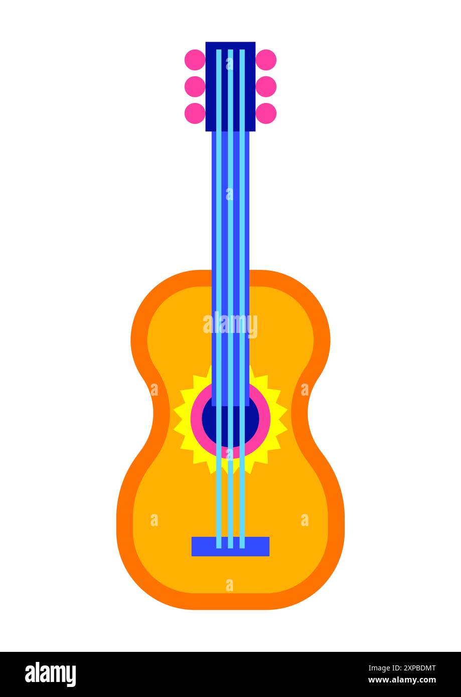 Guitare mexicaine. Instrument de musique traditionnel. Illustration de Vecteur