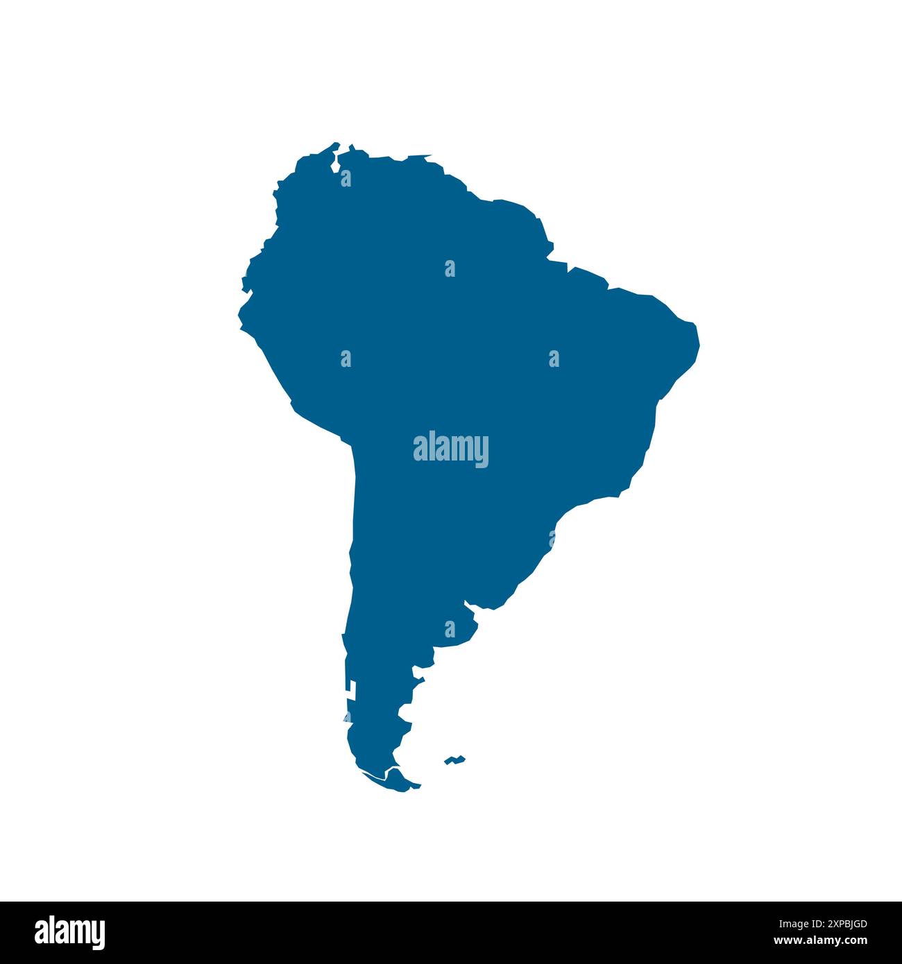Silhouette de carte vectorielle de l'Amérique du Sud, mettant en valeur sa forme distincte et sa disposition géographique. Idéal à des fins éducatives et de conception, graphique souligne les frontières du continent sans aucun détail. Illustration de Vecteur