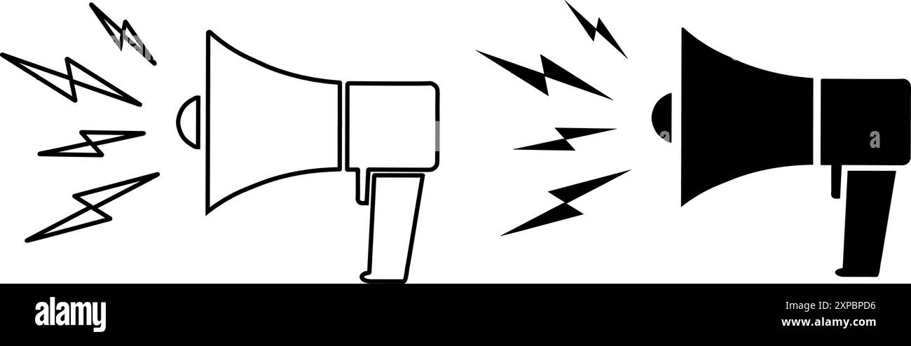 Mégaphone, haut-parleur, haut-parleur, avertisseur sonore. Illustration vectorielle dans un style plat. Publicité et affaires Illustration de Vecteur