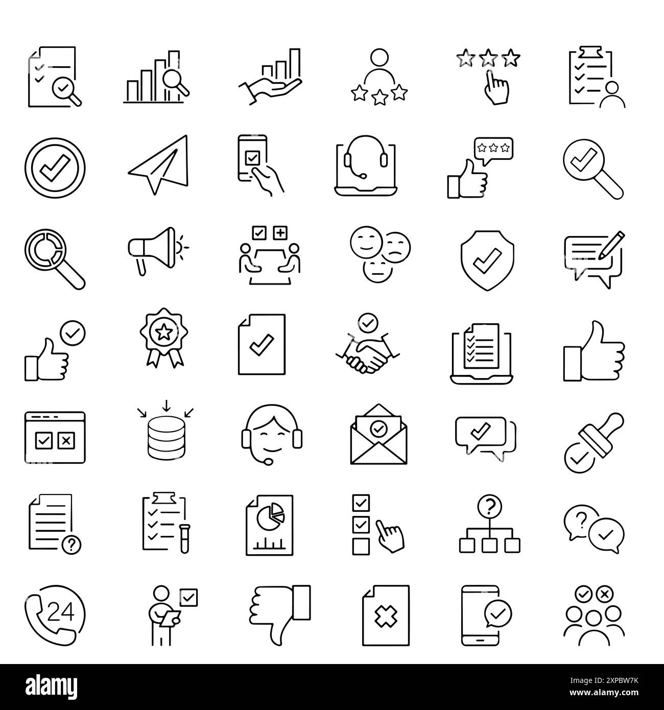Jeu d'icônes de sondage. Contenant des commentaires, des opinions, des questionnaires, des sondages, des recherches, collecte de données, révision Illustration de Vecteur