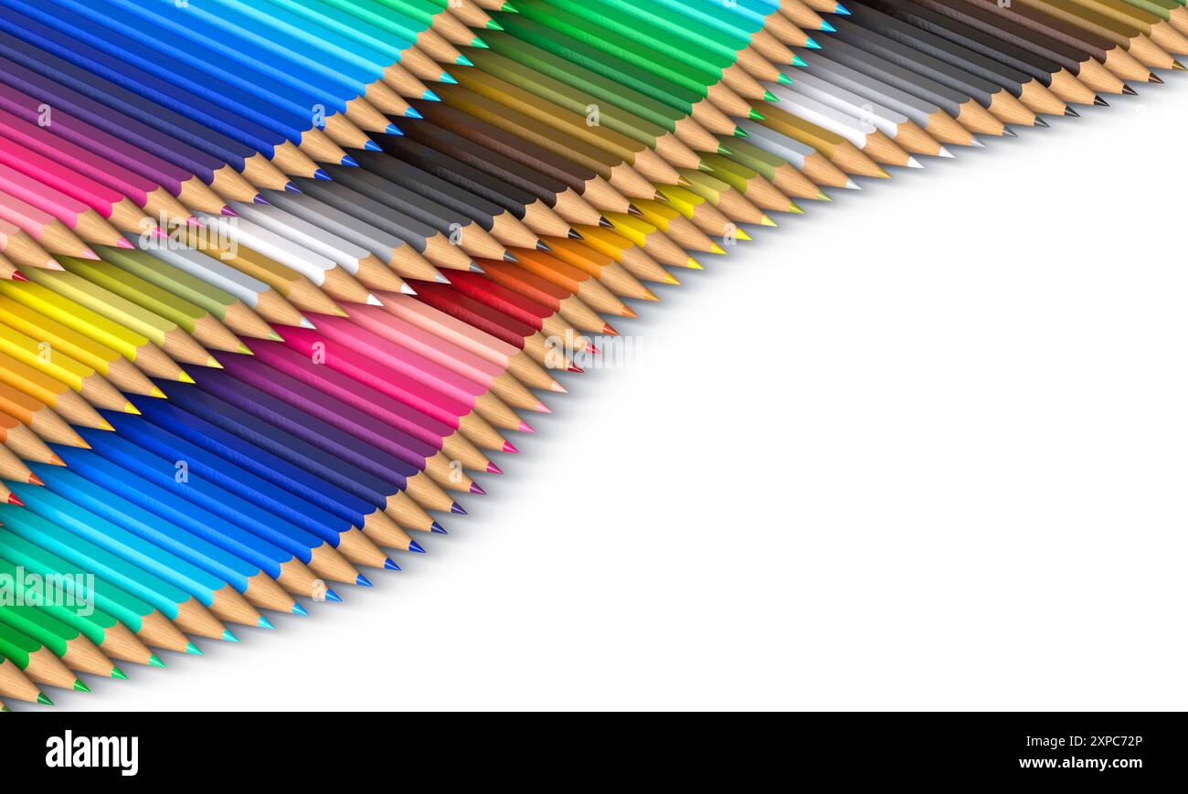 Crayons colorés motif d'onde isolé fond transparent 3D. Banque D'Images