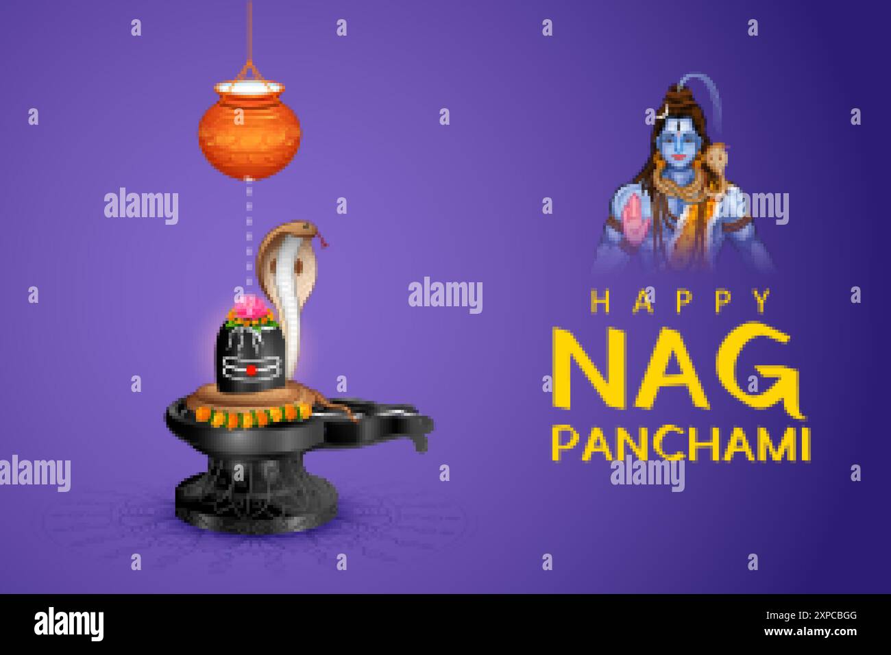 Nag Snake avec Shiv Linga pour la fête traditionnelle indienne hindoue Illustration de Vecteur