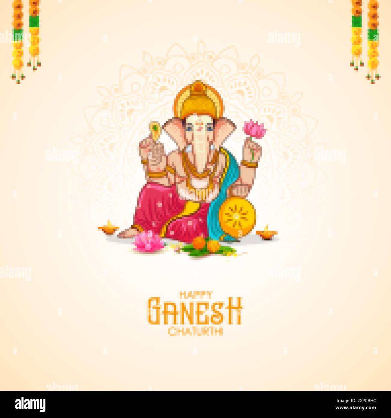 Lord Ganpati fond pour le festival Ganesh Chaturthi de l'Inde Illustration de Vecteur