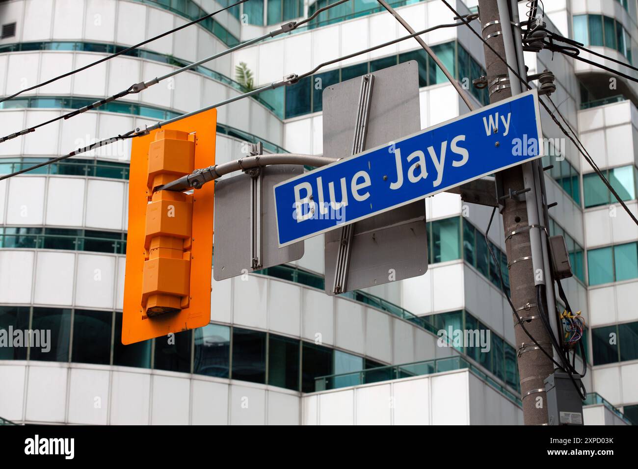 2024/août/4 : panneau de rue Blue Jays Way au centre-ville DE TORONTO, CANADA Banque D'Images