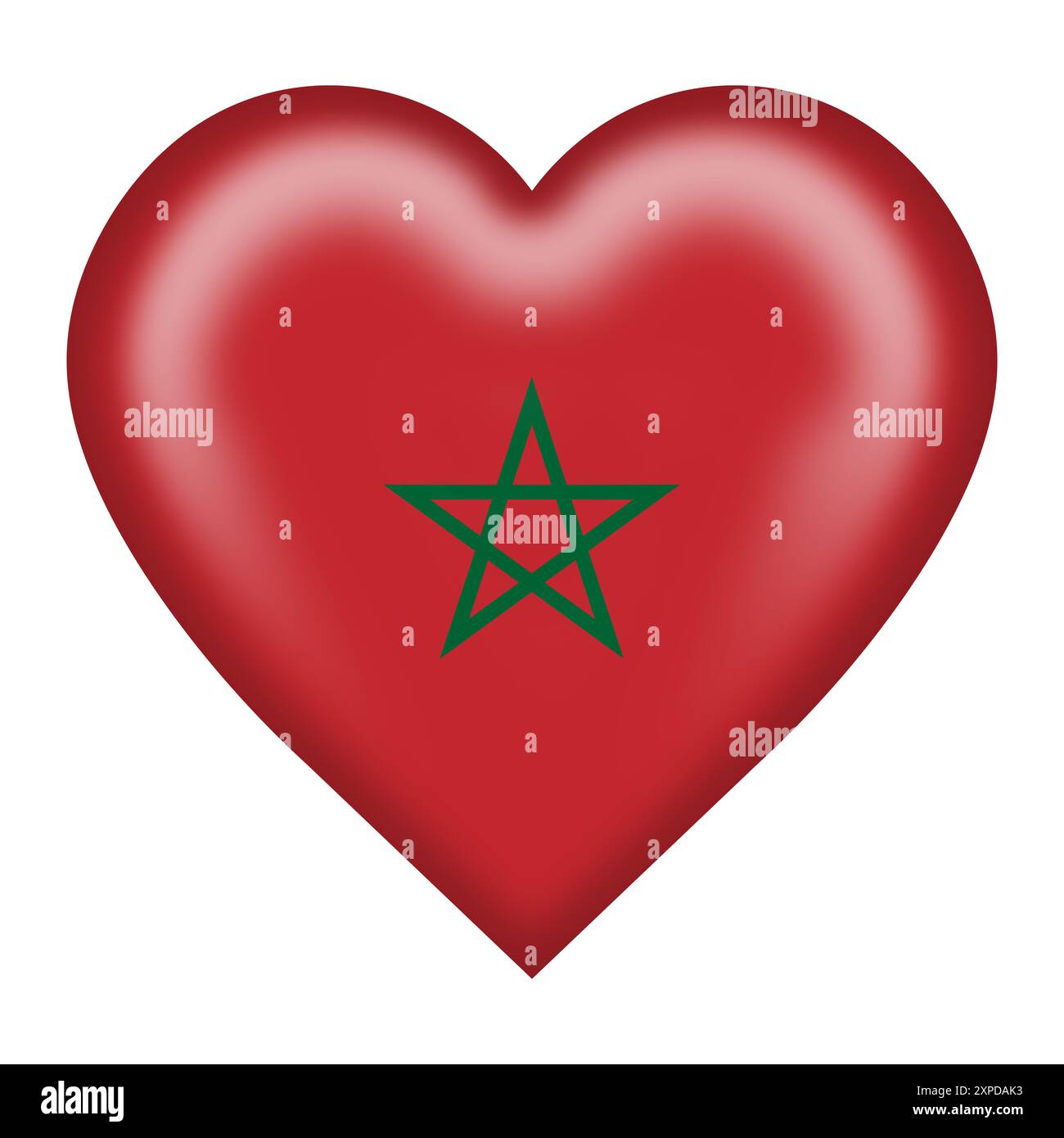 Bouton coeur drapeau Maroc avec chemin de découpage Banque D'Images