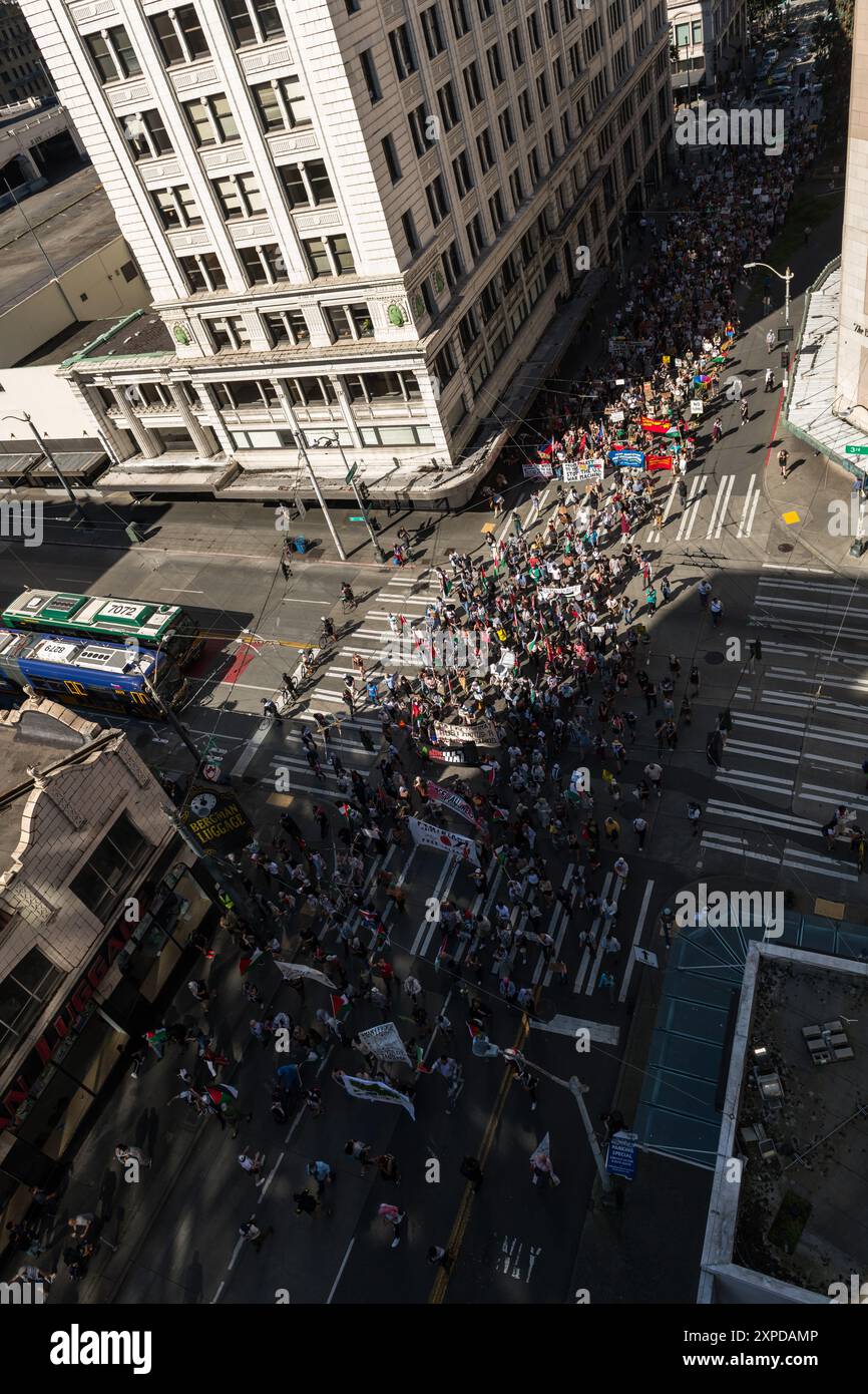 Seattle, États-Unis. 11 mai 2024. Pro Palestine 76e Rallye et mars de la Journée de la Nakba. Banque D'Images