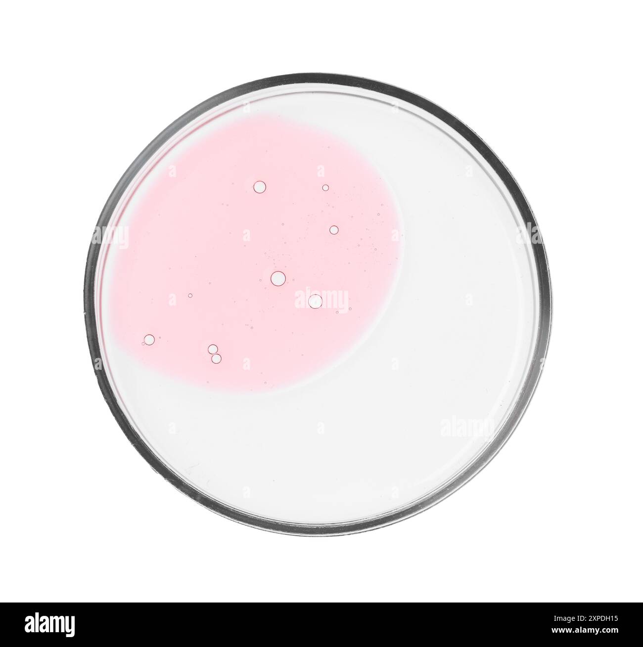Boîte de Petri avec échantillon isolé sur blanc, vue de dessus Banque D'Images