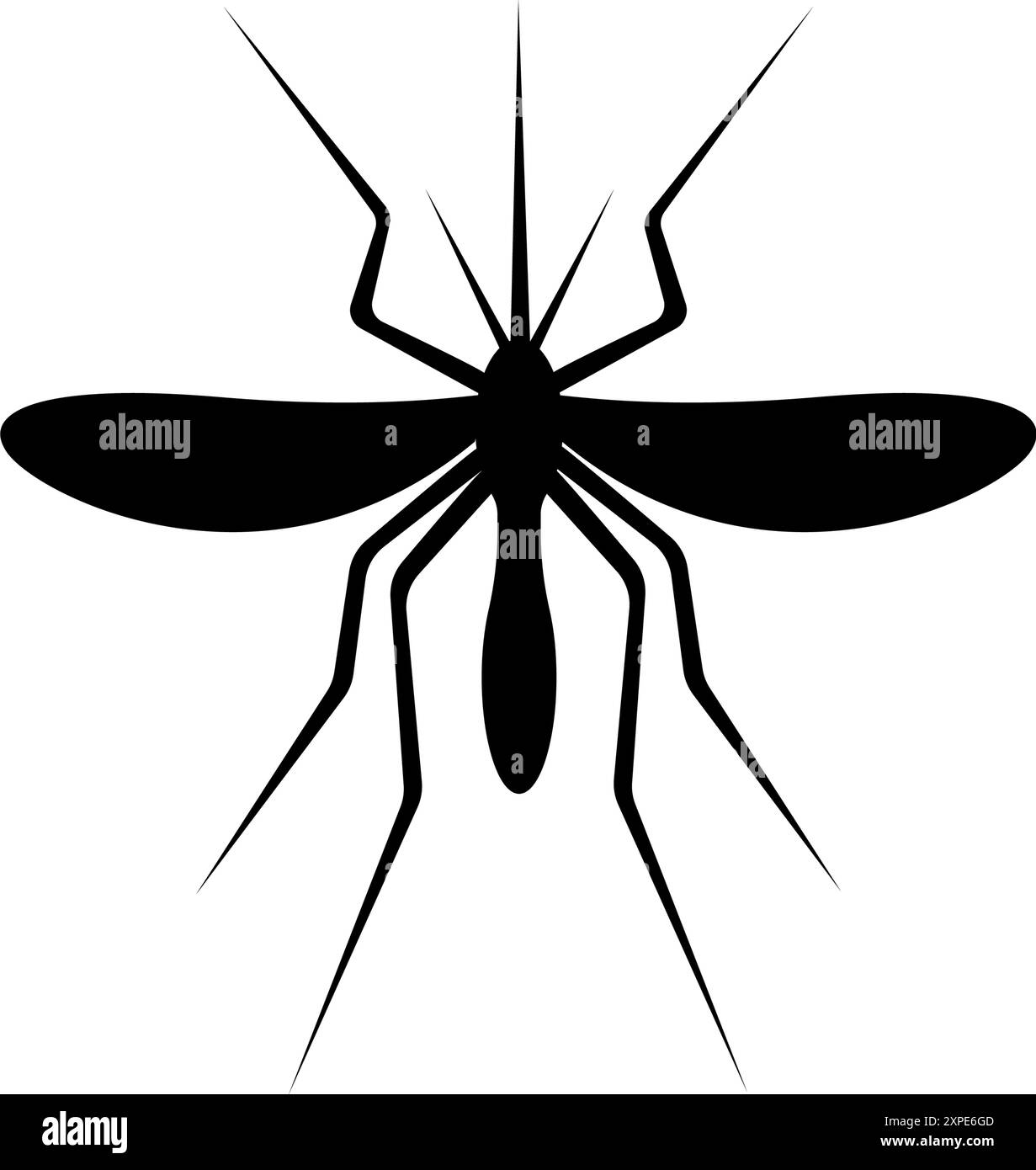 Icône de moustique. Silhouette de gnat noir. Insecte volant toxique isolé sur fond blanc. Paludisme, dengue ou virus zika. Illustration graphique vectorielle. Illustration de Vecteur