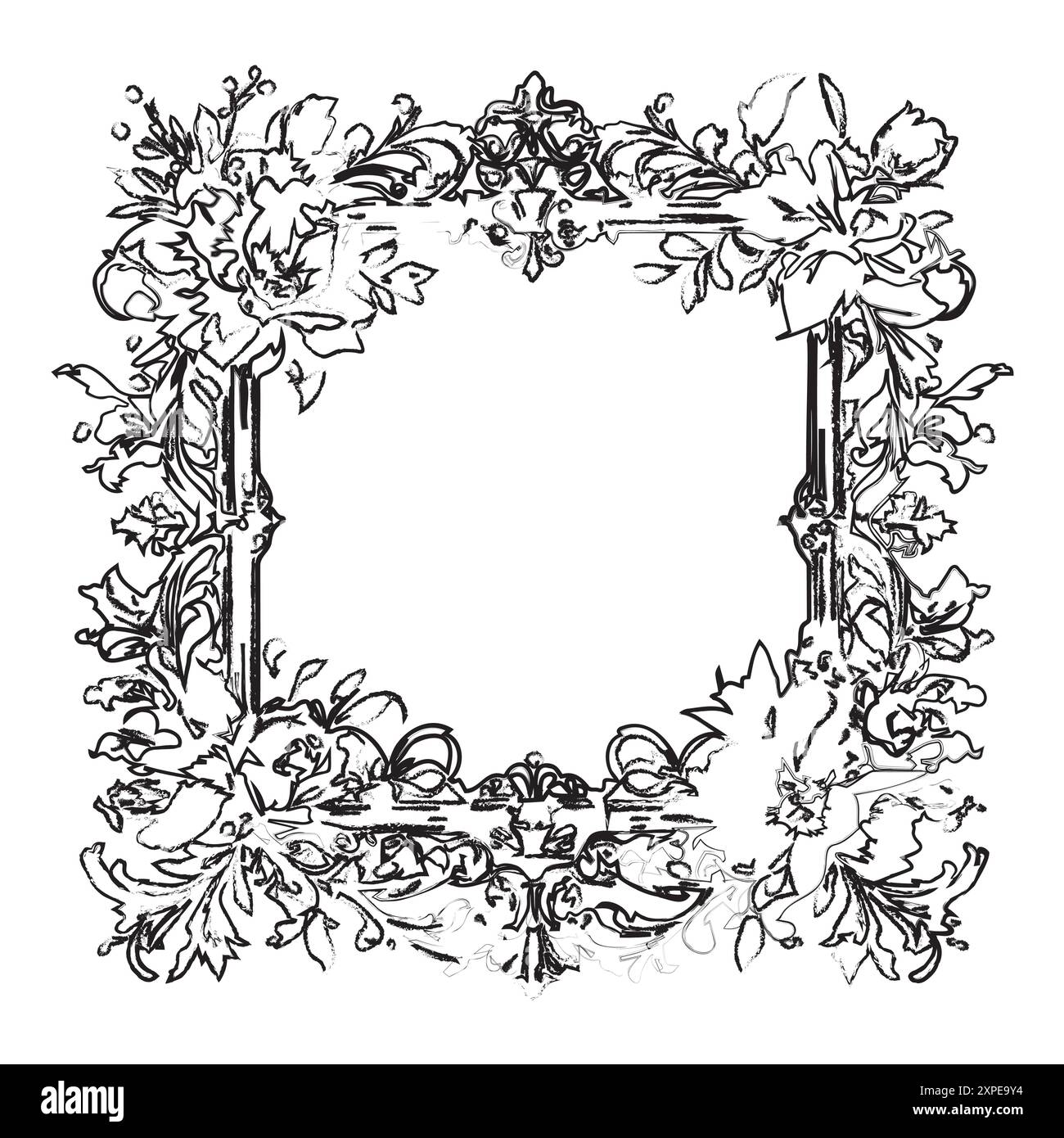 Bordure florale victorienne ornée Illustration de Vecteur