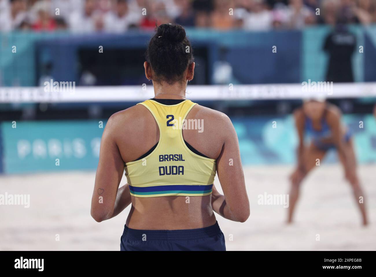 Paris, FR. 5 août 2024. Vue du Japon vs Brésil Beach volley féminin à Paris, France pendant les Jeux olympiques d'été de 2024 le 5 août 2024. Crédit : Mpi34/Media Punch/Alamy Live News Banque D'Images