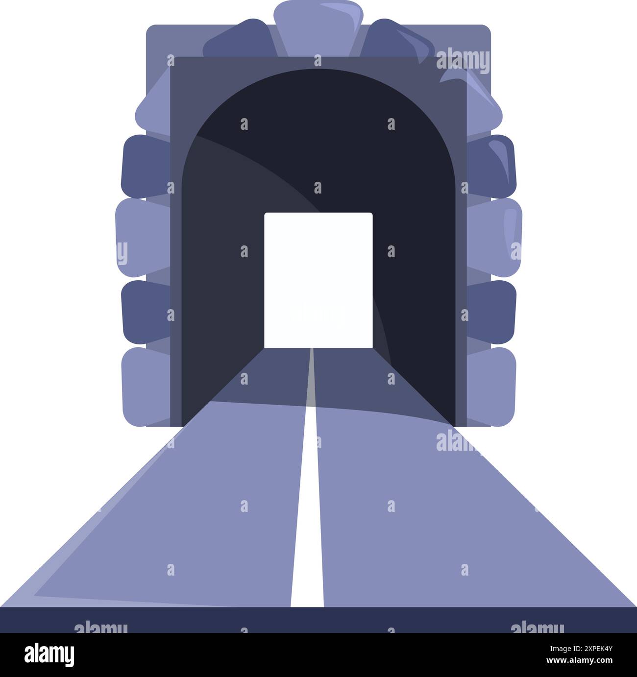 Route vide allant tout droit dans un tunnel sombre avec une lumière vive à la fin Illustration de Vecteur