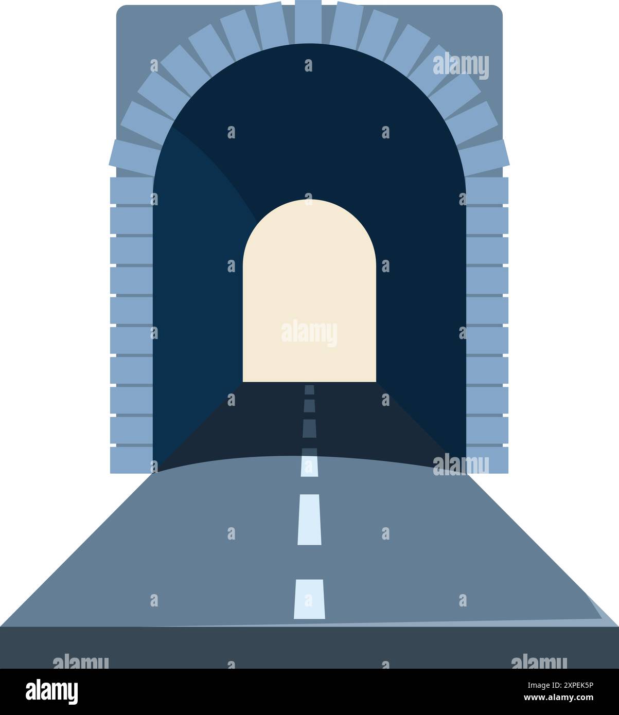 Route asphaltée menant à la lumière au bout du tunnel Illustration de Vecteur