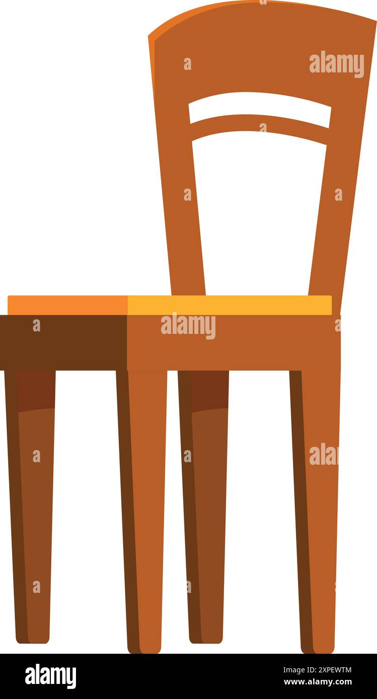 Chaise simple en bois avec un dossier incurvé et quatre pieds, idéale pour les illustrations ou les dessins liés au mobilier, au design d'intérieur ou à la décoration intérieure Illustration de Vecteur