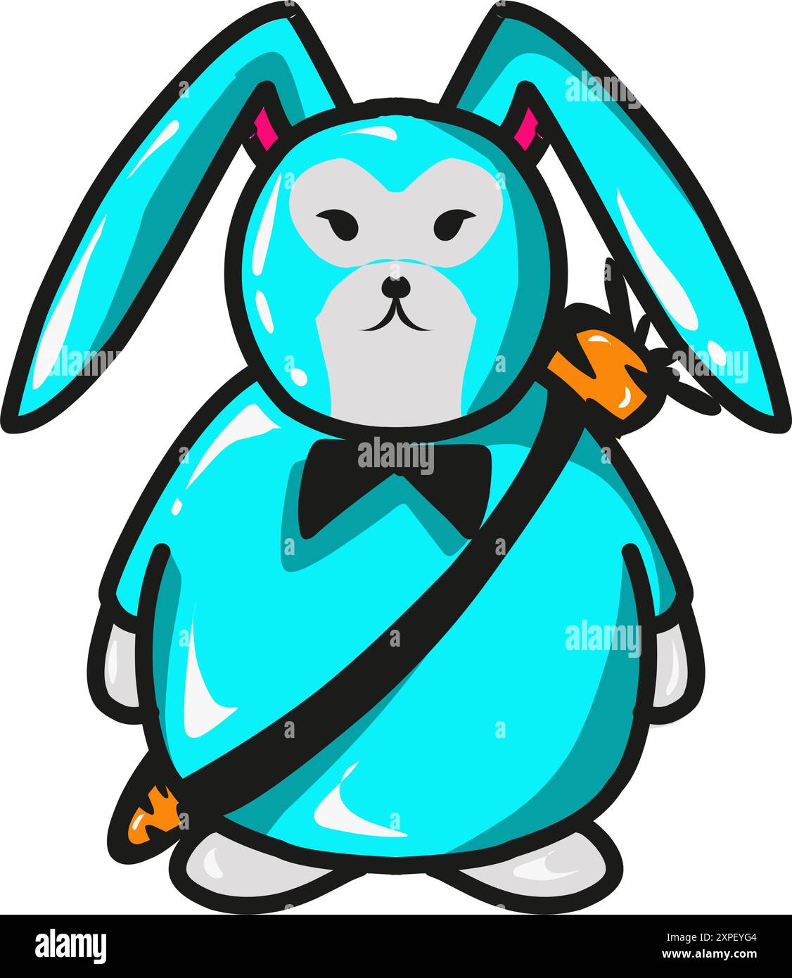 La conception d'un lapin portant une carotte est adaptée aux autocollants, logos et autres Illustration de Vecteur
