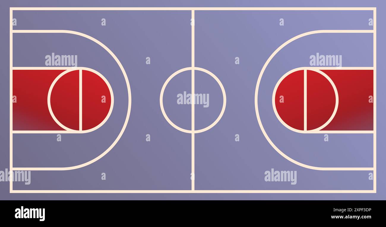 Le terrain de basket-ball est montré avec des lignes clairement marquées pour les différentes sections, comme la clé Illustration de Vecteur