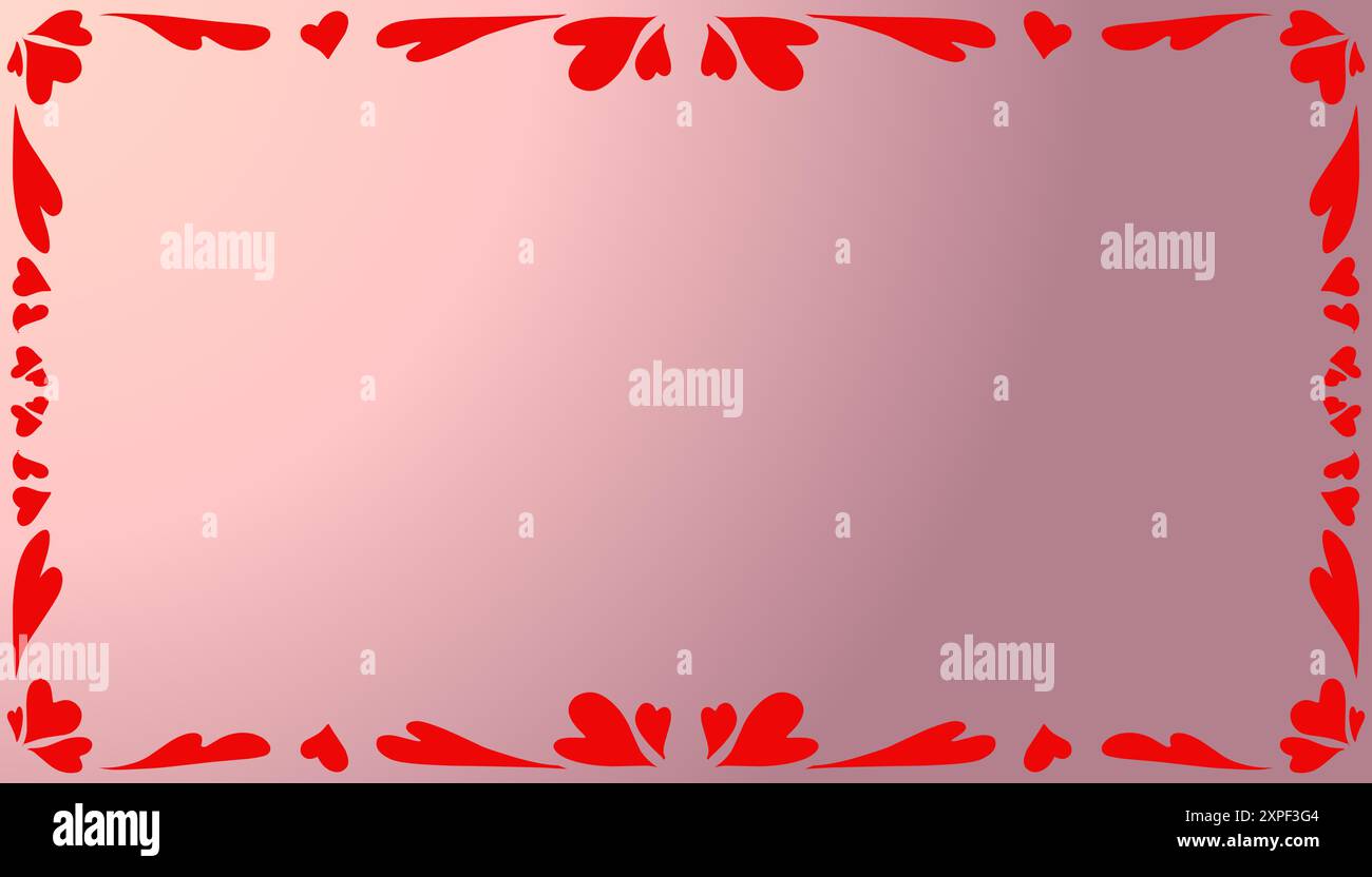 Fond abstrait rose avec un cadre rouge en forme d'amour. Parfait pour les fonds d'écran, les fonds de site Web, les affiches, les bannières Illustration de Vecteur