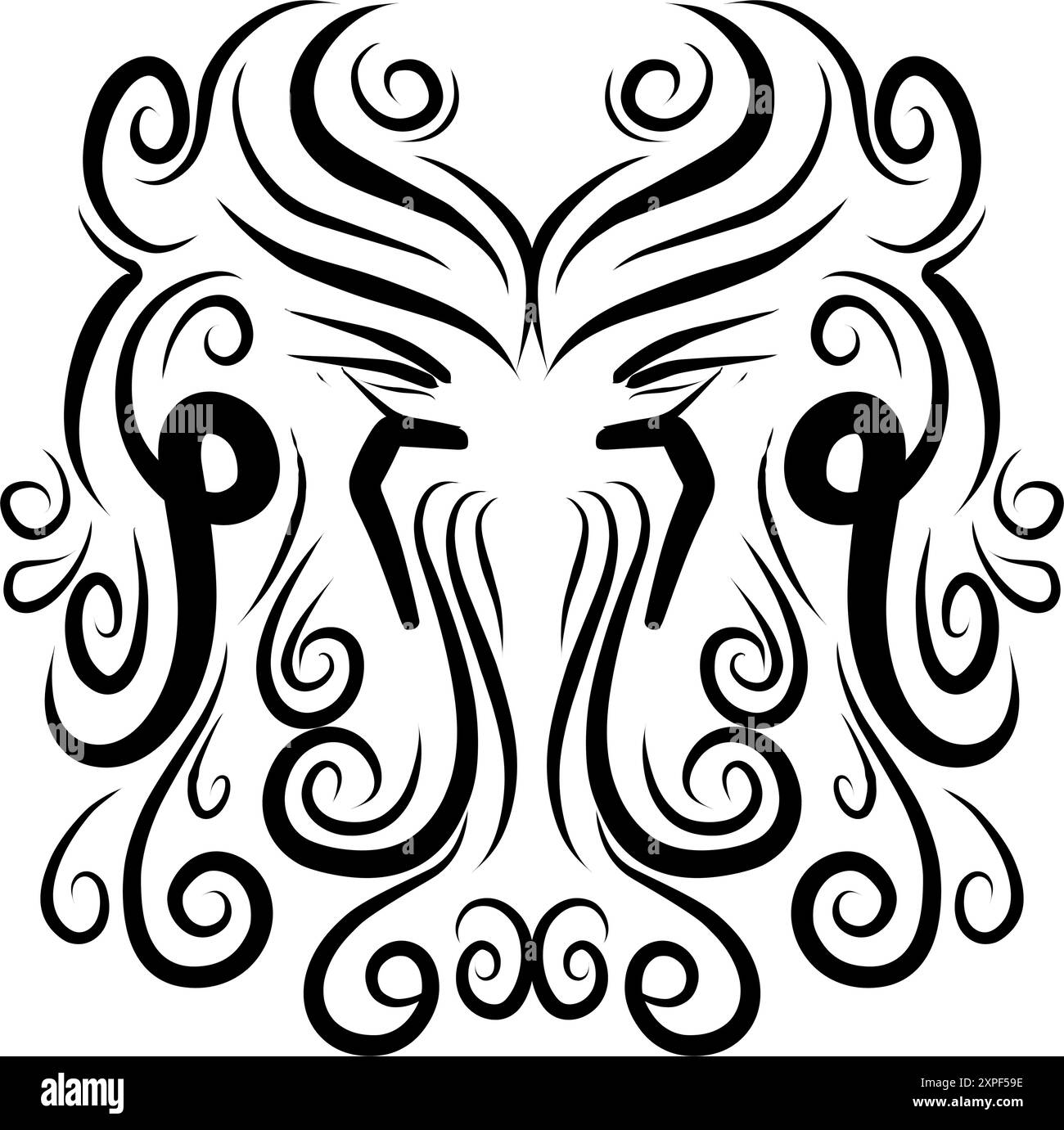 Illustration d'une image de tatouage tribal. Parfait pour les logos, tatouages, autocollants, designs de t-shirts, chapeaux Illustration de Vecteur