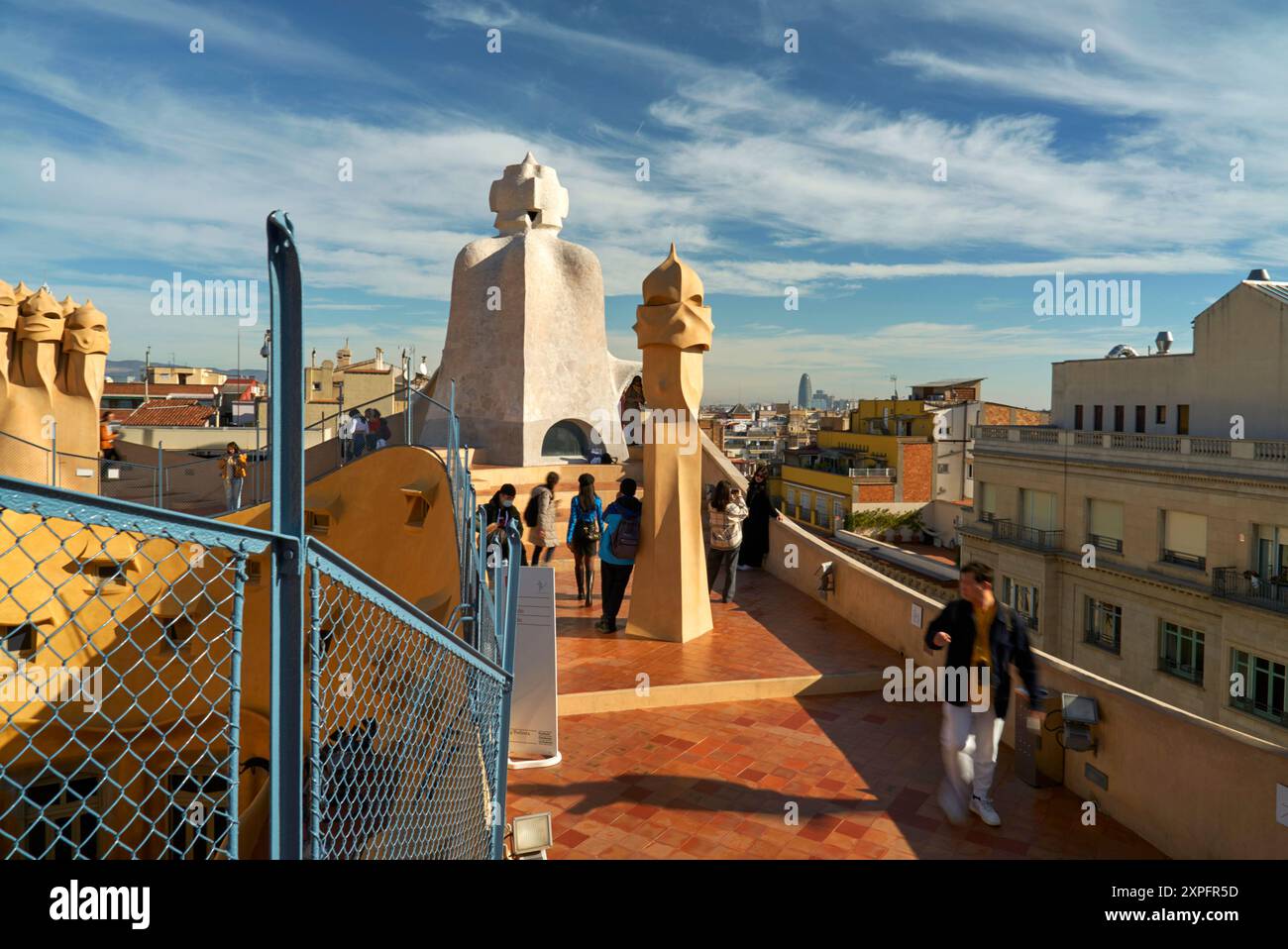 Sur le toit de Casa Mila ( la Pedrera ), Barcelone, Espagne Banque D'Images