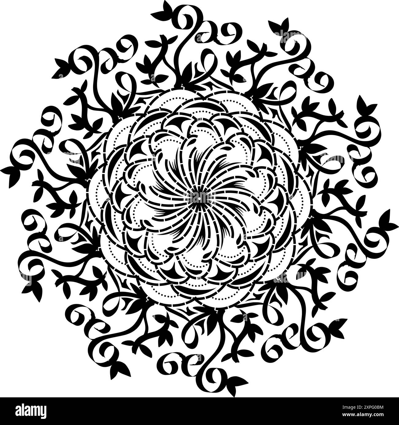 Conception d'illustration d'élément mandala tribal noir. Parfait pour les tatouages, icônes, éléments de fond et fonds d'écran, autocollants Illustration de Vecteur