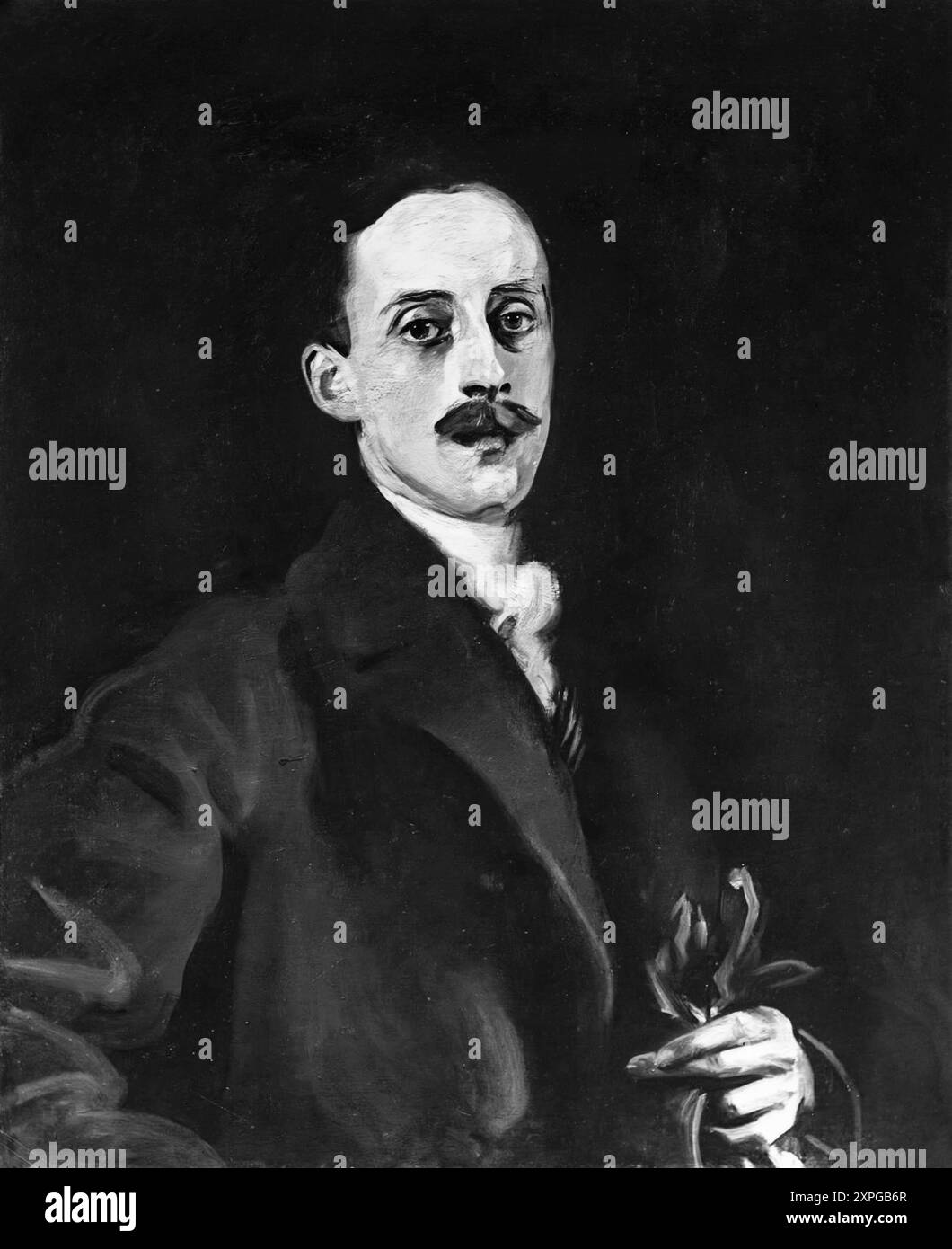 Portrait par l'artiste américain John Singer Sargent (1856-1925) de Sir Hugh Percy Lane (1875-1915), marchand d'art irlandais, collectionneur et directeur de galerie, né dans le comté de Cork. Il comptait parmi ses amis et son cercle social le noyau de la renaissance culturelle irlandaise au début du XXe siècle qui faisait partie de la renaissance celtique. Il est surtout connu pour avoir fondé la Municipal Gallery of Modern Art de Dublin (la première galerie publique d'art moderne connue au monde) et pour sa contribution aux arts visuels en Irlande, y compris le Lane Bequest. Malheureusement, il s'est noyé avec RMS Lusitania en 1915. Banque D'Images