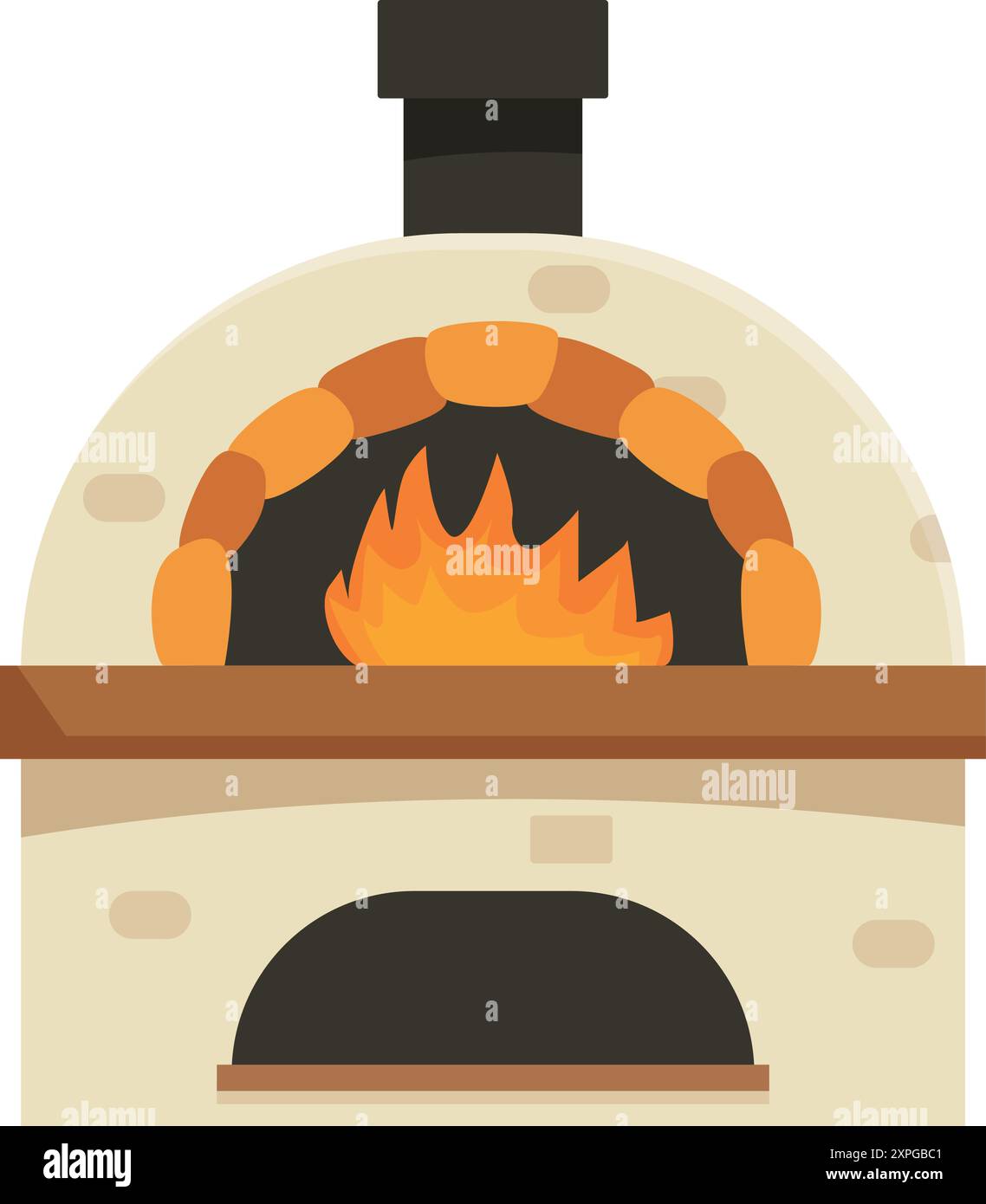 Four traditionnel en brique brûlant du feu de bois pour la cuisson de pizza et de pain Illustration de Vecteur