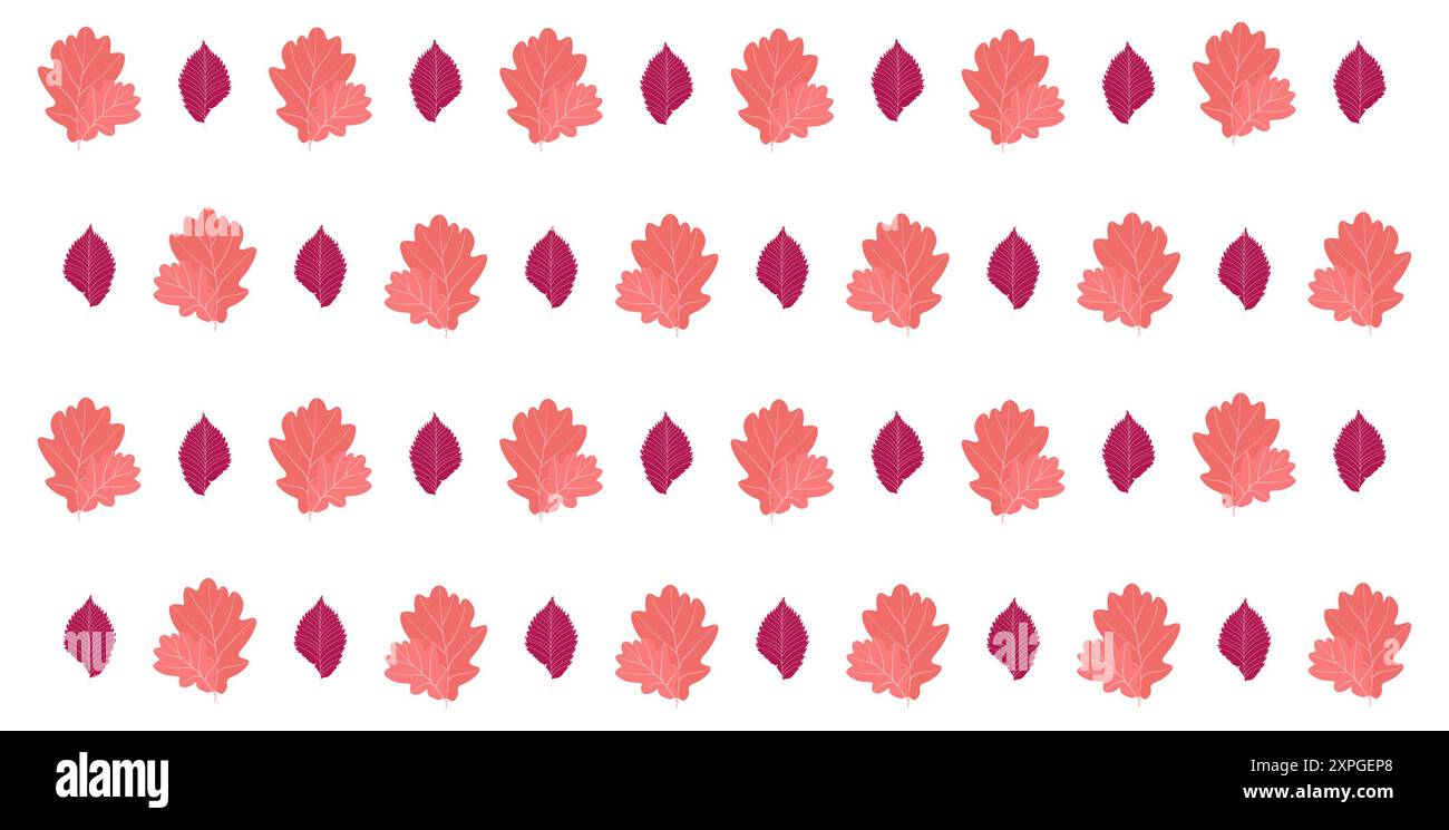Un motif automnal universel. Motif de feuilles d'arbre sur un fond isolé blanc. Un motif simple de feuilles répétitives dans deux nuances différentes Banque D'Images