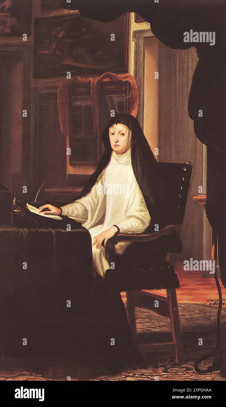 Carreño DE MIRANDA, Juan (né en 1614, Avilés, décédé en 1685, Madrid) la reine Marie Anne d'Autriche veuve 1669 huile sur toile, 211 x 125 cm Museo del Prado, Madrid dans ce portrait, Carreño suit la tradition de Velázquez. --- mots-clés : ------------- Auteur : Carreño DE MIRANDA, Juan titre : Reine Marie Anne d'Autriche comme veuve chronologie : 1651-1700 École : Espagnol forme : peinture type : Portrait Banque D'Images