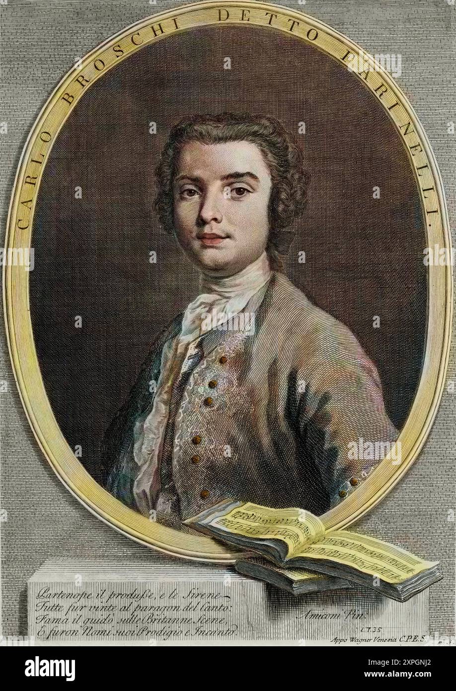 Portrait du castrate italien Carlo Farinelli (dit Carlo Broschi, 1705-1782) Banque D'Images