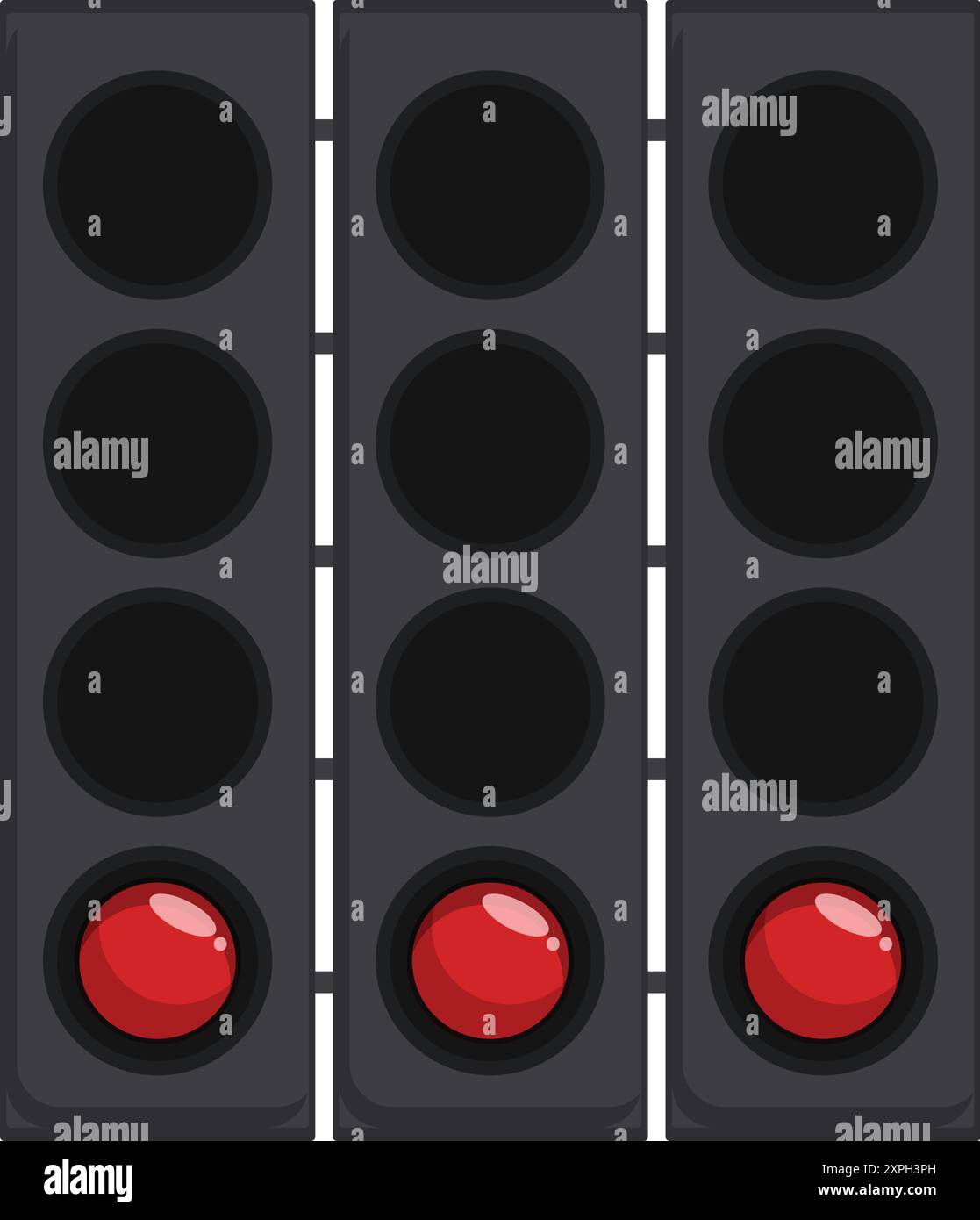 Feux de départ de formule un montrant un signal rouge sur fond noir Illustration de Vecteur