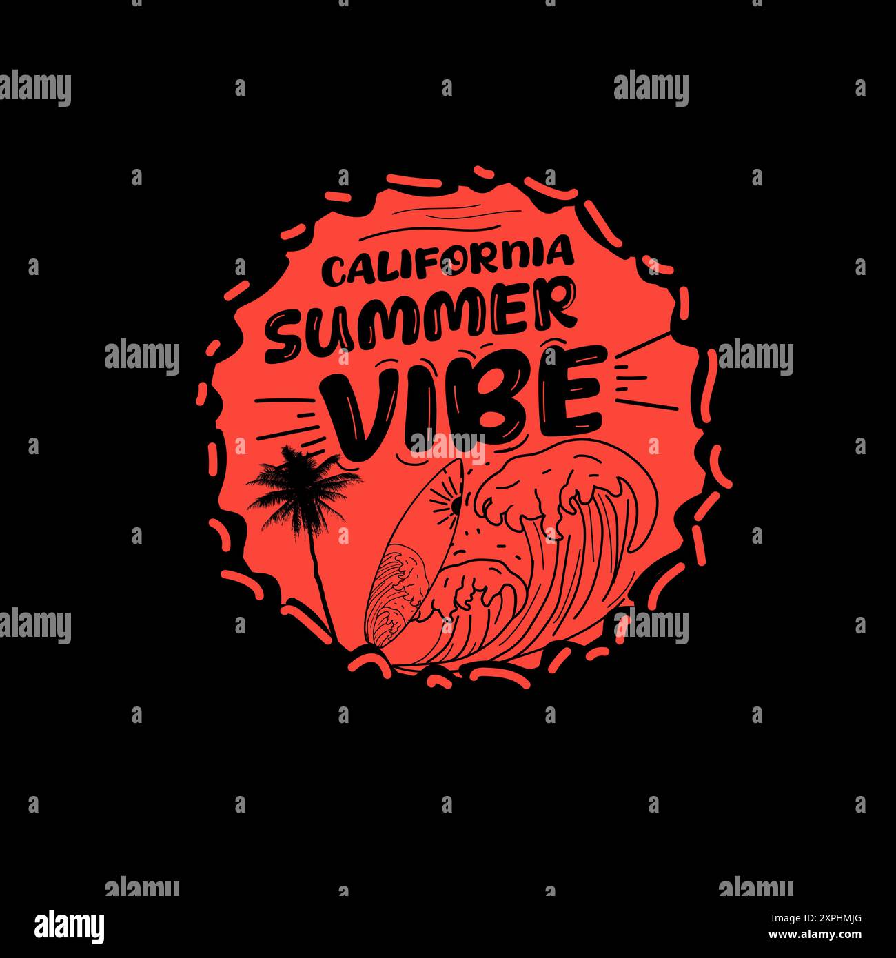 California Summer Vibe Beach typographie t-shirt design Illustration de Vecteur