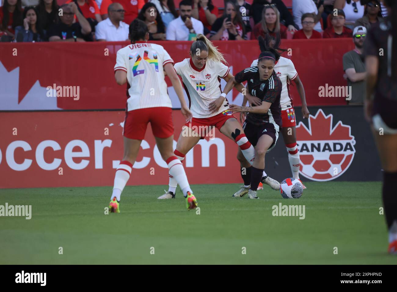 Toronto, Ontario, Canada, 4 juin 2024, match amical international entre l’équipe nationale féminine du Canada et l’équipe nationale féminine du Mexique au BMO Field Banque D'Images