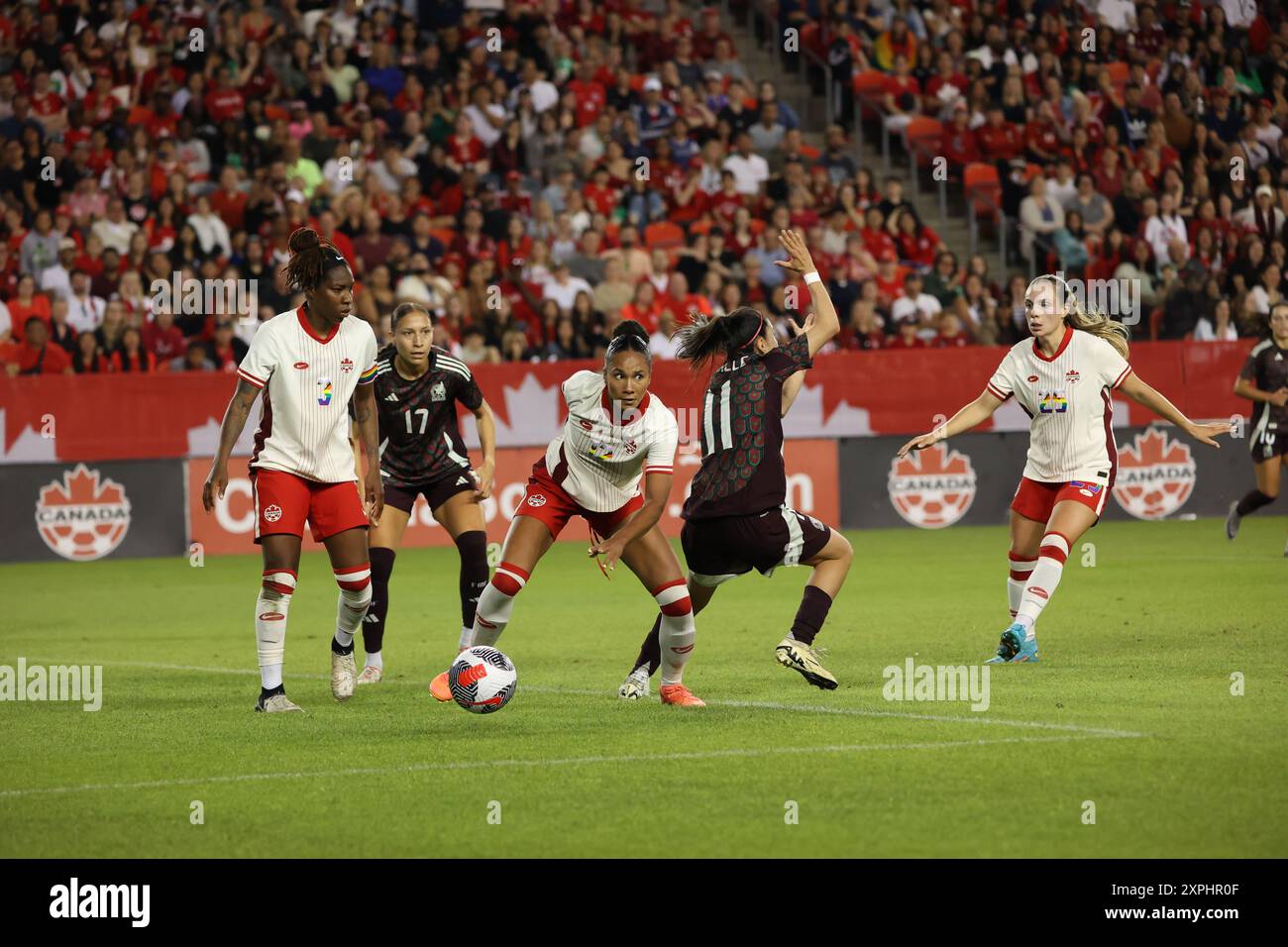 Toronto, Ontario, Canada, 4 juin 2024, match amical international entre l’équipe nationale féminine du Canada et l’équipe nationale féminine du Mexique au BMO Field Banque D'Images