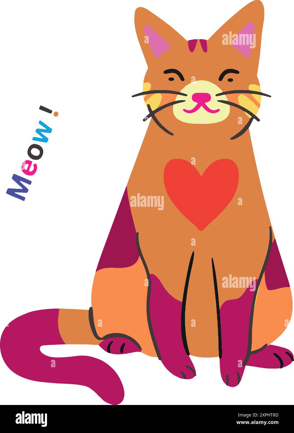 Illustration d'art vectoriel de chat mignon. Illustration de Vecteur