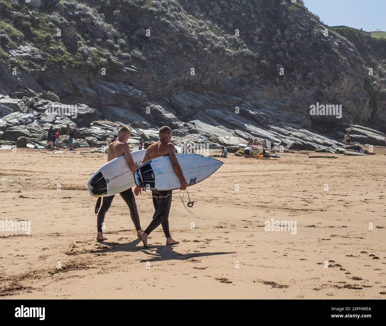 Watergate Bay belle plage de surf en Cornwall Royaume-Uni, un peu comme Venice Beach aux États-Unis Banque D'Images