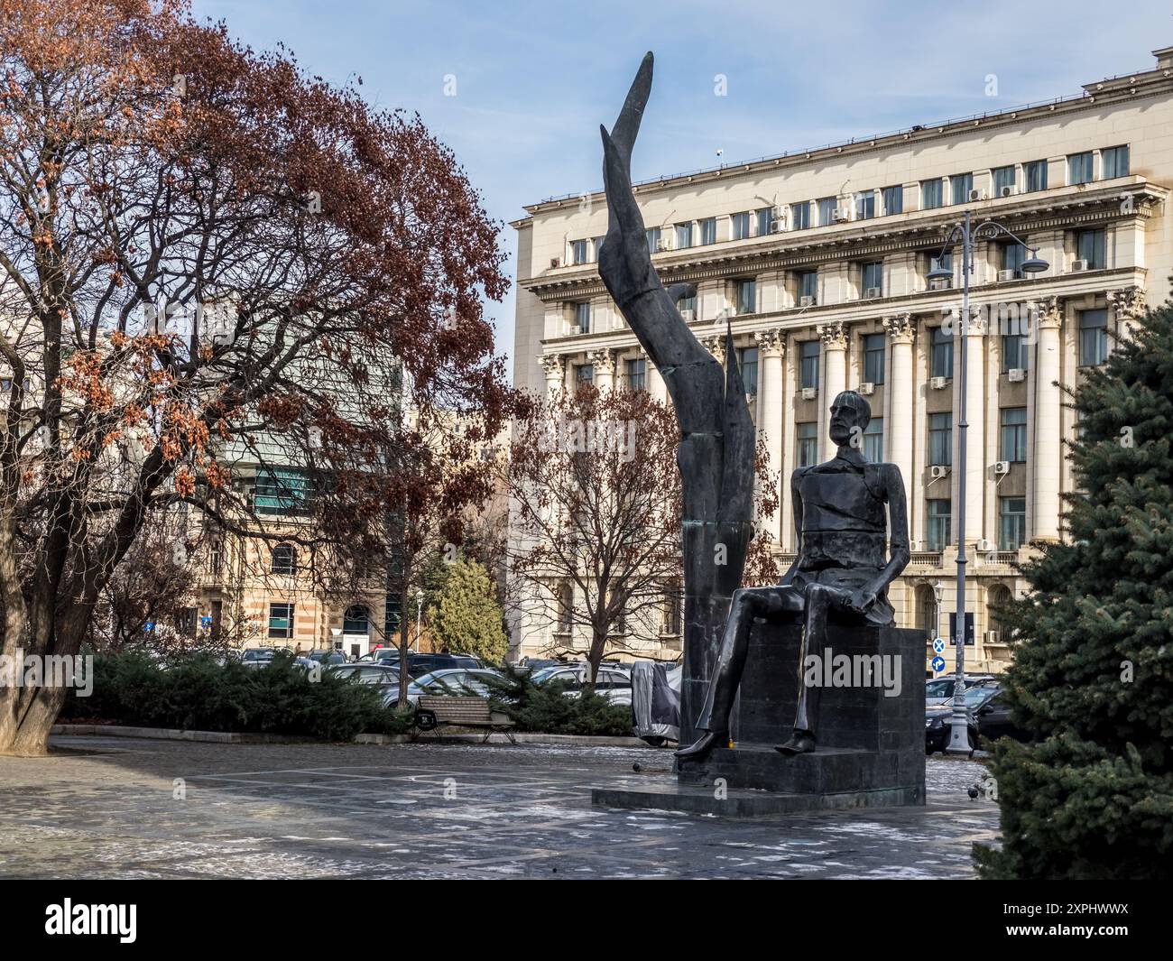 Statue d'Iuliu Maniu, ancien premier ministre de Roumanie par le sculpteur Mircea Corneliu Spătaru. Banque D'Images
