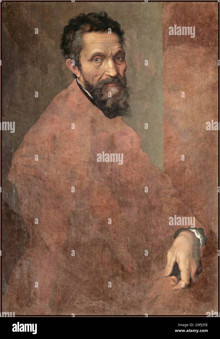 MICHEL-ANGE portrait huile sur bois (inachevé) de l'artiste Daniele da Volterra (Daniele Ricciarelli) (italien, Volterra 1509-1566 Rome) Michelangelo Buonarroti (1475-1564), probablement vers 1544 huile sur bois ; Michelangelo Buonarroti (1475-1564) artiste : attribué à Daniele da Volterra (italien, Volterra 1509-1566 Rome) date : probablement vers 1545 médium : huile sur bois peint vers 1545, alors que Michelangelo aurait eu environ soixante-dix ans. Banque D'Images