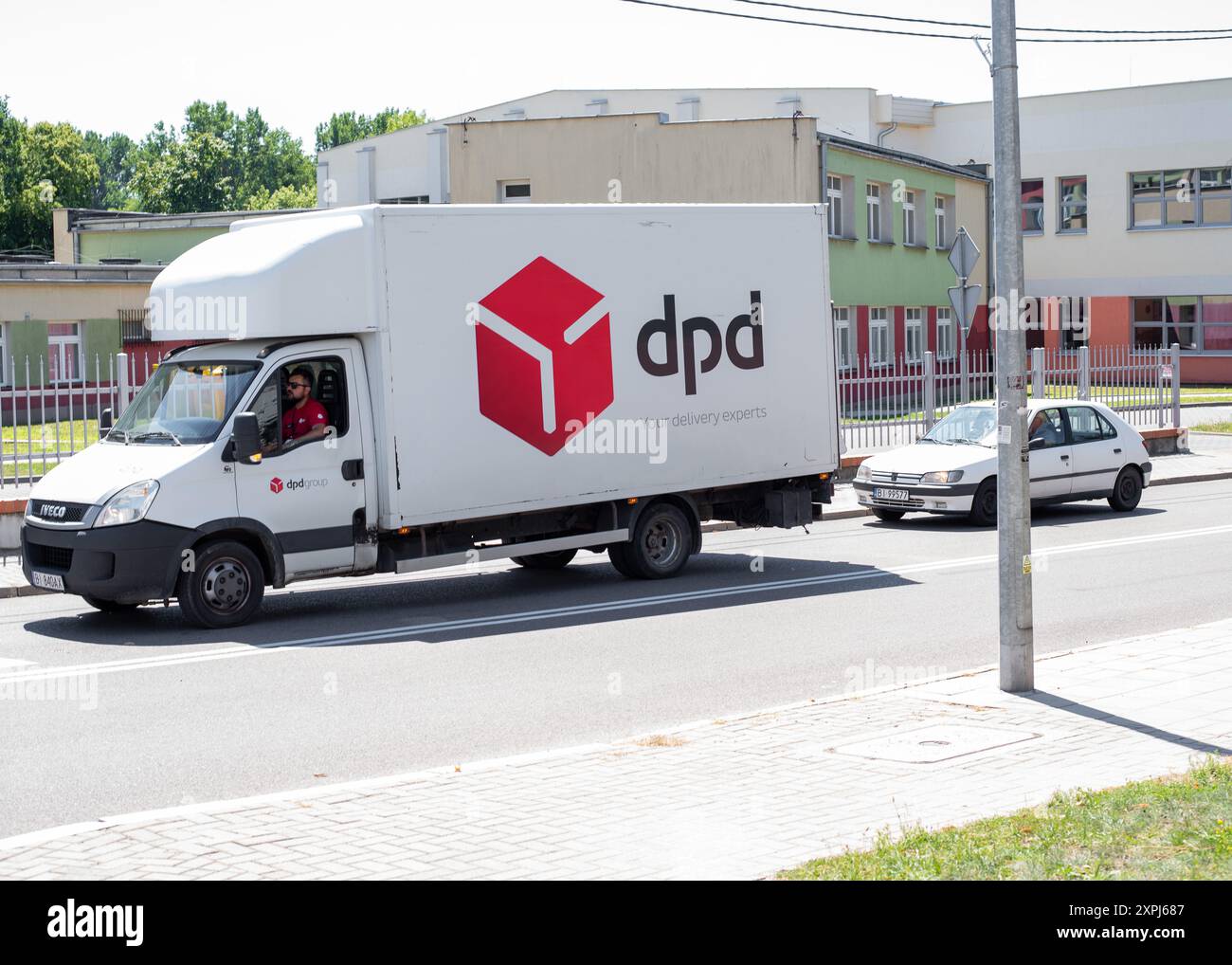 Bialystok, Pologne, 07.09.2024. Camion de service de livraison DPD. Banque D'Images