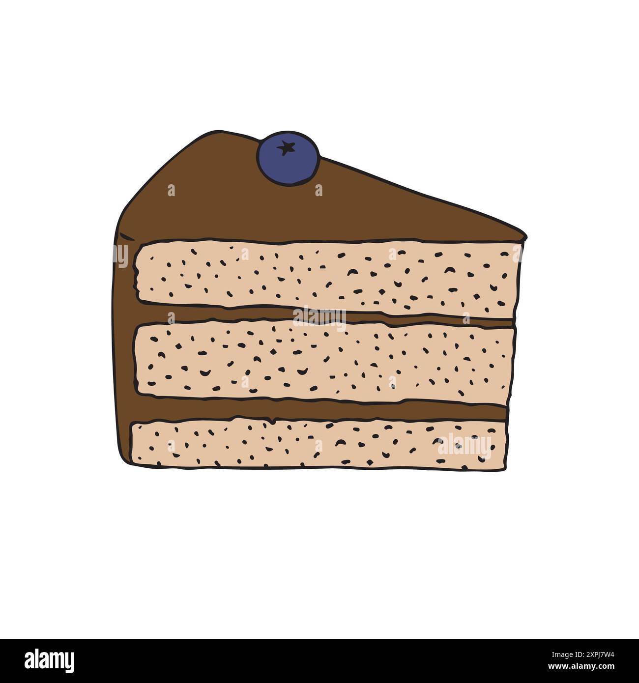 Vecteur dessiné à la main doodle croquis coloré morceau de gâteau Illustration de Vecteur