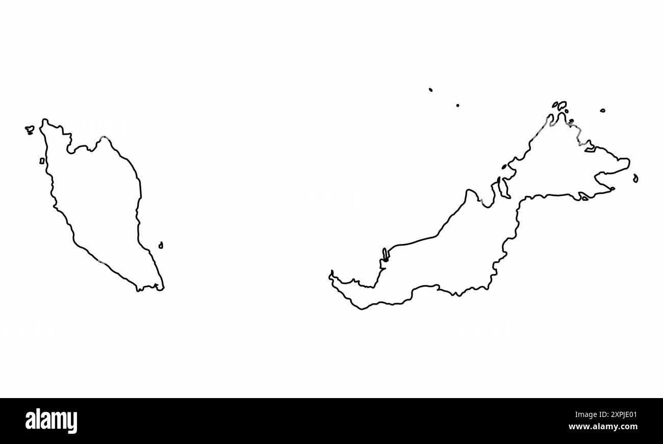 Carte de contour de la Malaisie isolé sur fond blanc Illustration de Vecteur