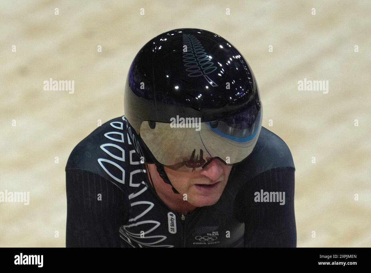 Paris, France. 03 août 2024. L'équipe de New Zeland en action lors de la première manche de poursuite par équipe masculine sur piste cyclable aux Jeux olympiques d'été de 2024, le mardi 6 août 2024 à Paris, France. (Photo de Spada/LaPresse) crédit : LaPresse/Alamy Live News Banque D'Images
