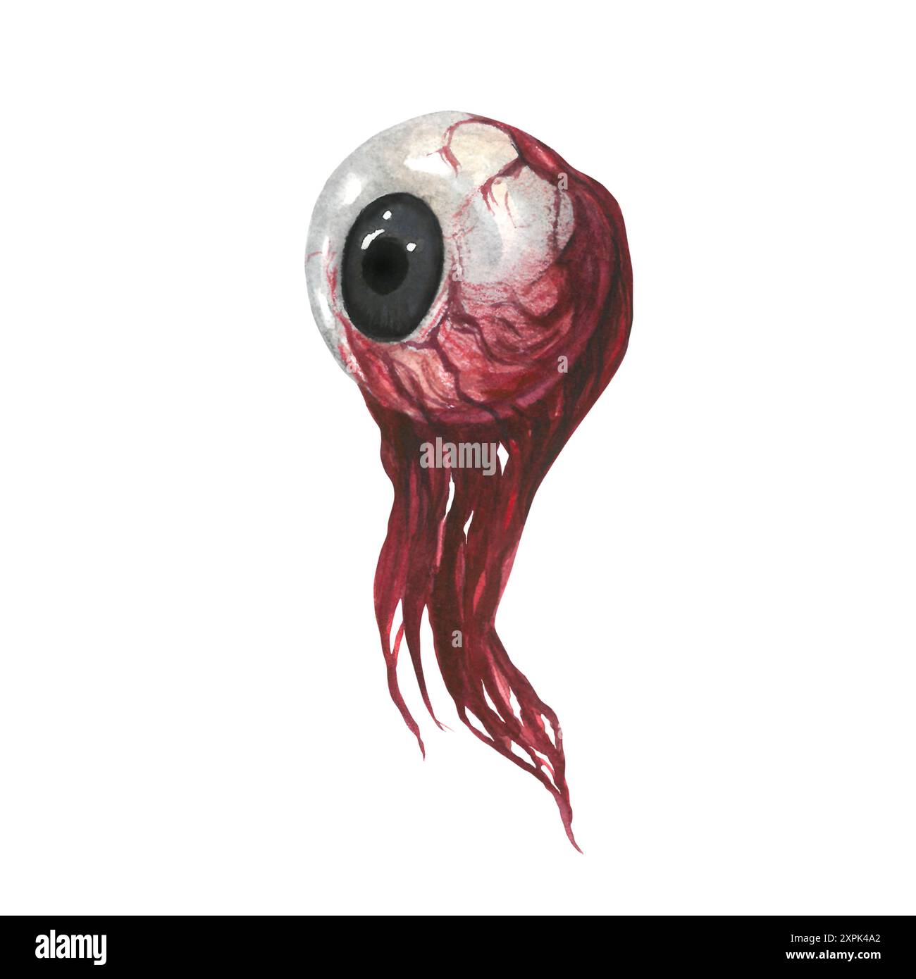 Illustration aquarelle Bloody Eye. Dessiné à la main isolé sur fond blanc Banque D'Images