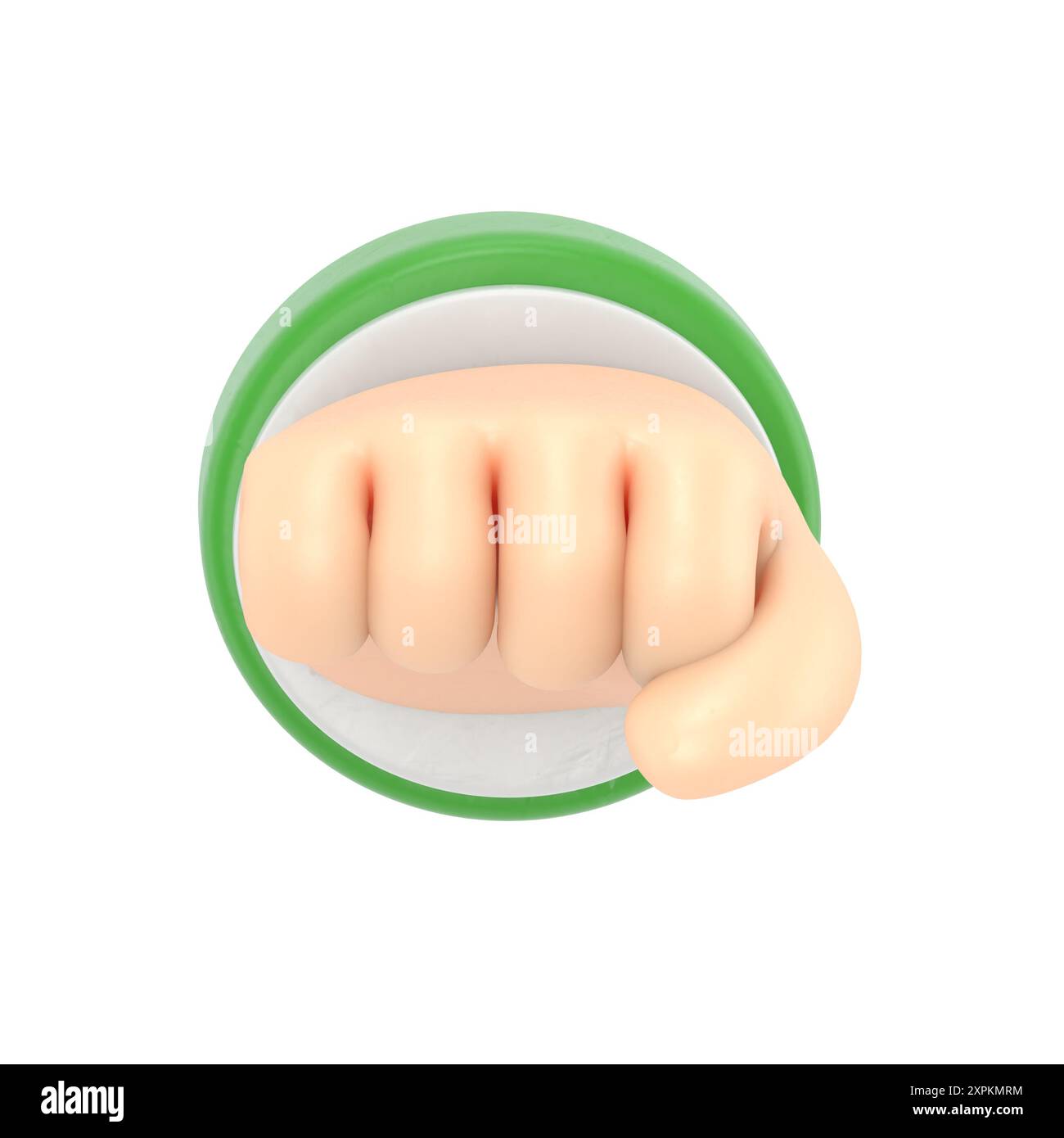 Maquette d'icône de geste de dessin animé. Icône intensité. Geste de poing de personnage de dessin animé. Rendu 3D sur fond blanc. Banque D'Images