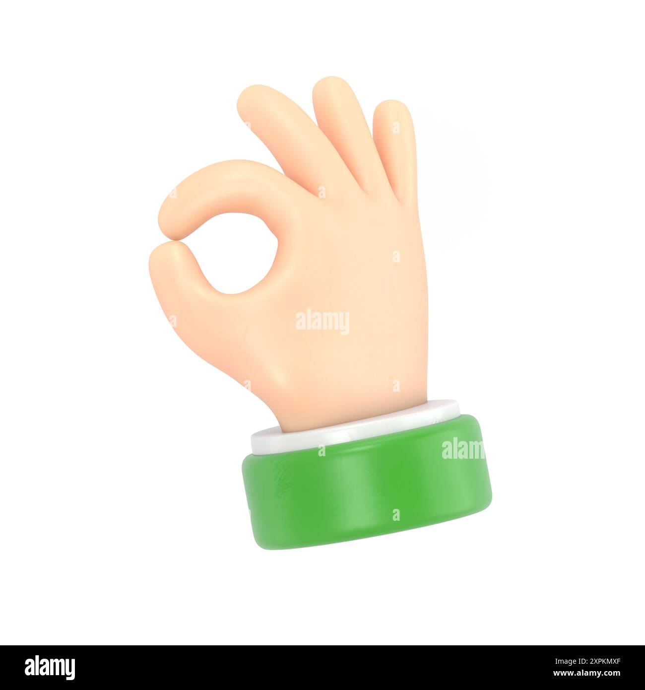 Cartoon Gesture icône Mockup.cartoon personnage homme d'affaires mains des gestes assortis : OK. Rendu 3D sur fond blanc. Banque D'Images